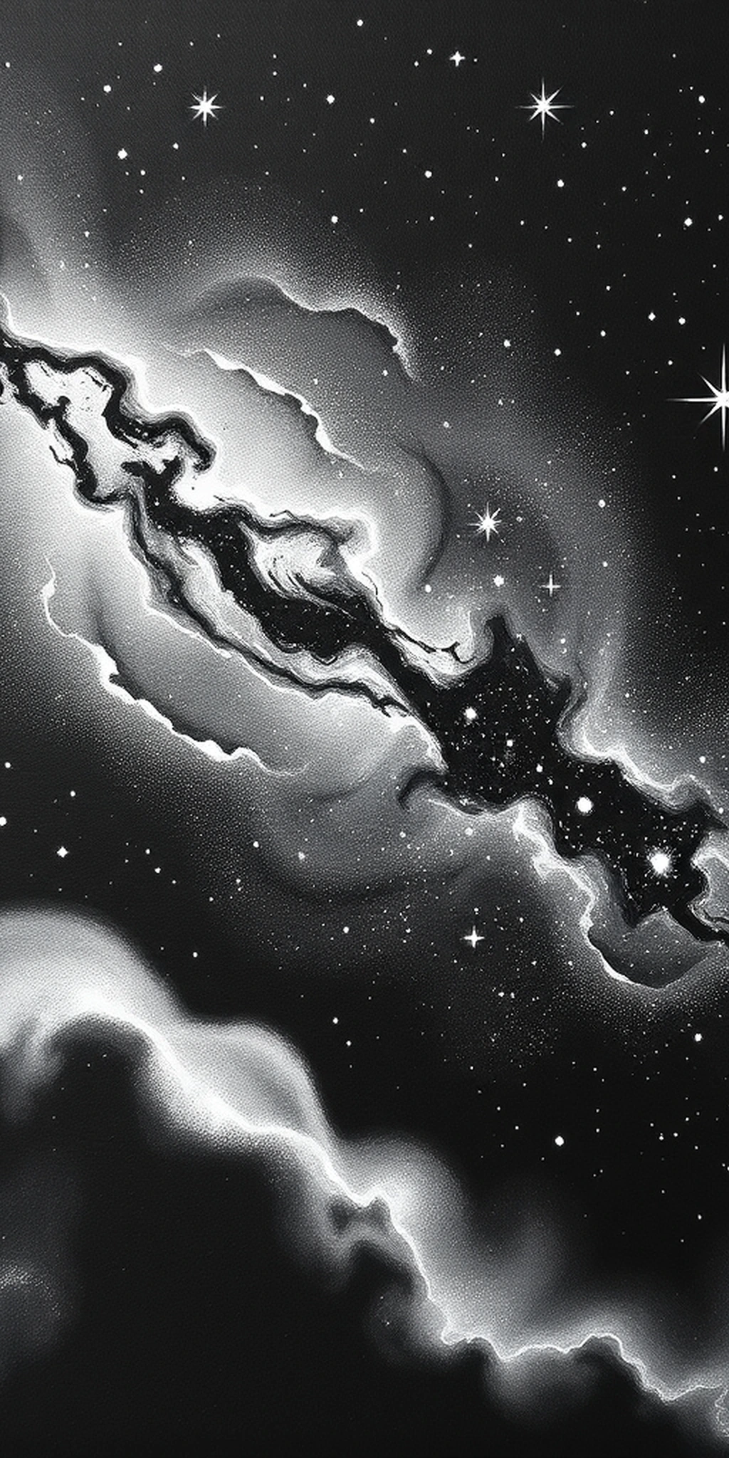 Black And Gray With Galaxy Stars And Moon Unique Creative — Free iPhone  Wallpaper (4K/HD) | 2026, image size:1024x2048