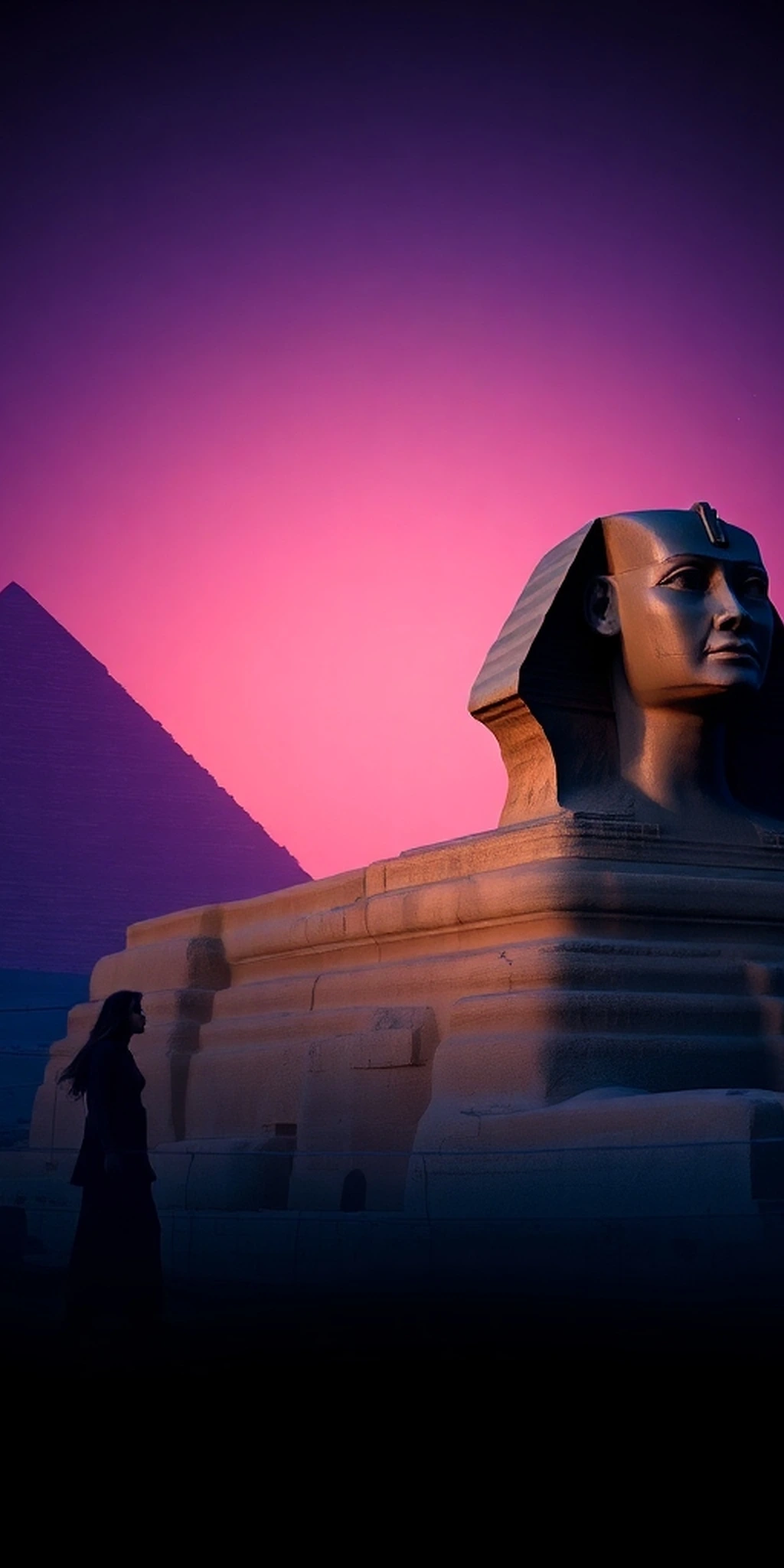 Egyptian Pyramids Night Sphinx Standing There Protecting Them — Free ...