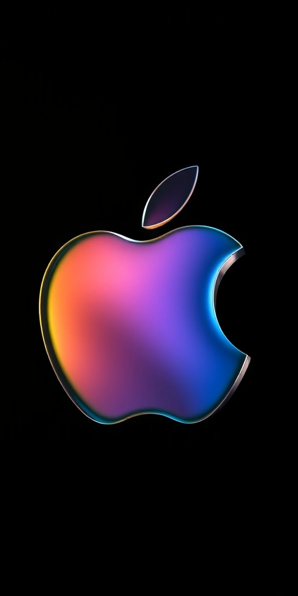Iridescent Glass Apple Logo Dark Mode iOS 26 iPhone wallpaper