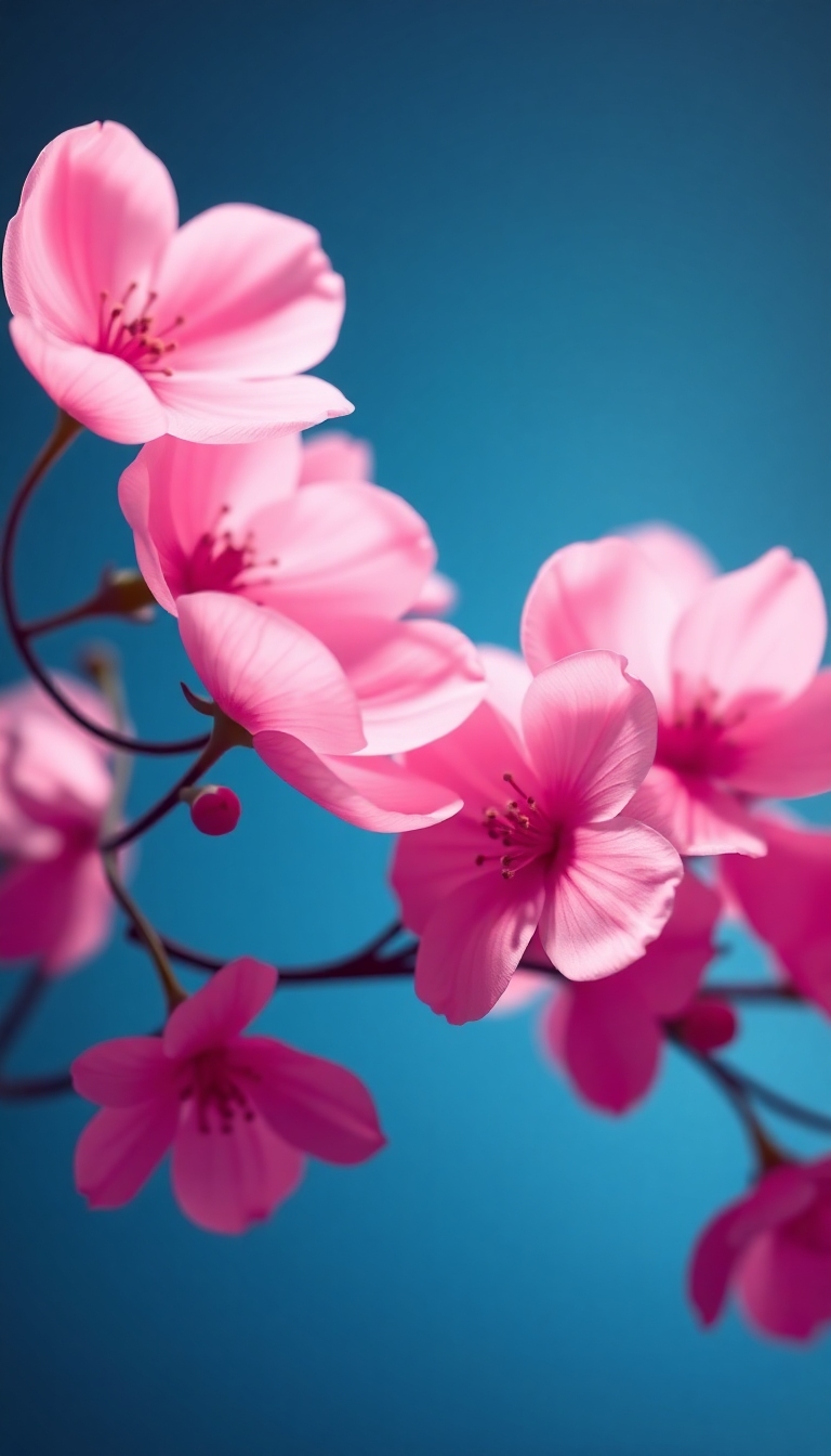 Pink Flowers With Depth Effect Simple iPhone wallpaper