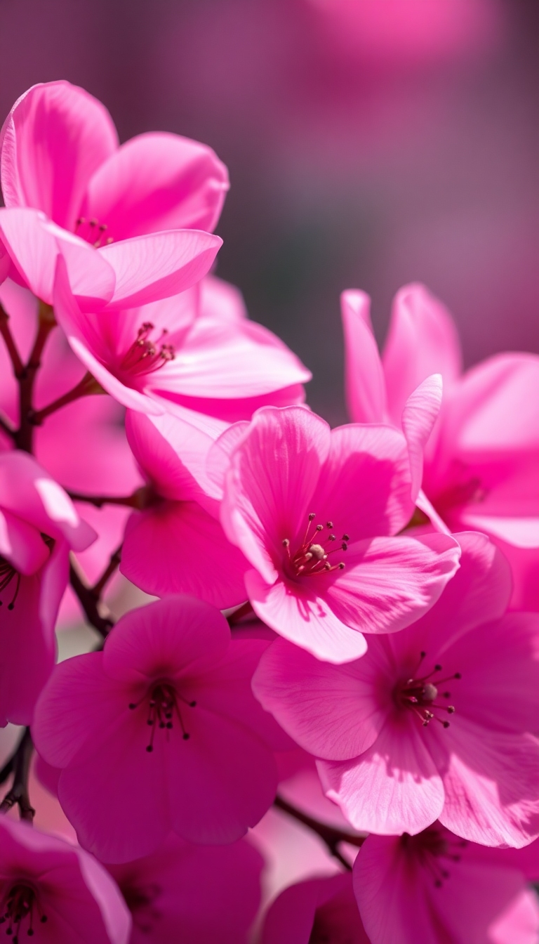 Pink Flowers With Depth Effect Simple Glassy iPhone wallpaper