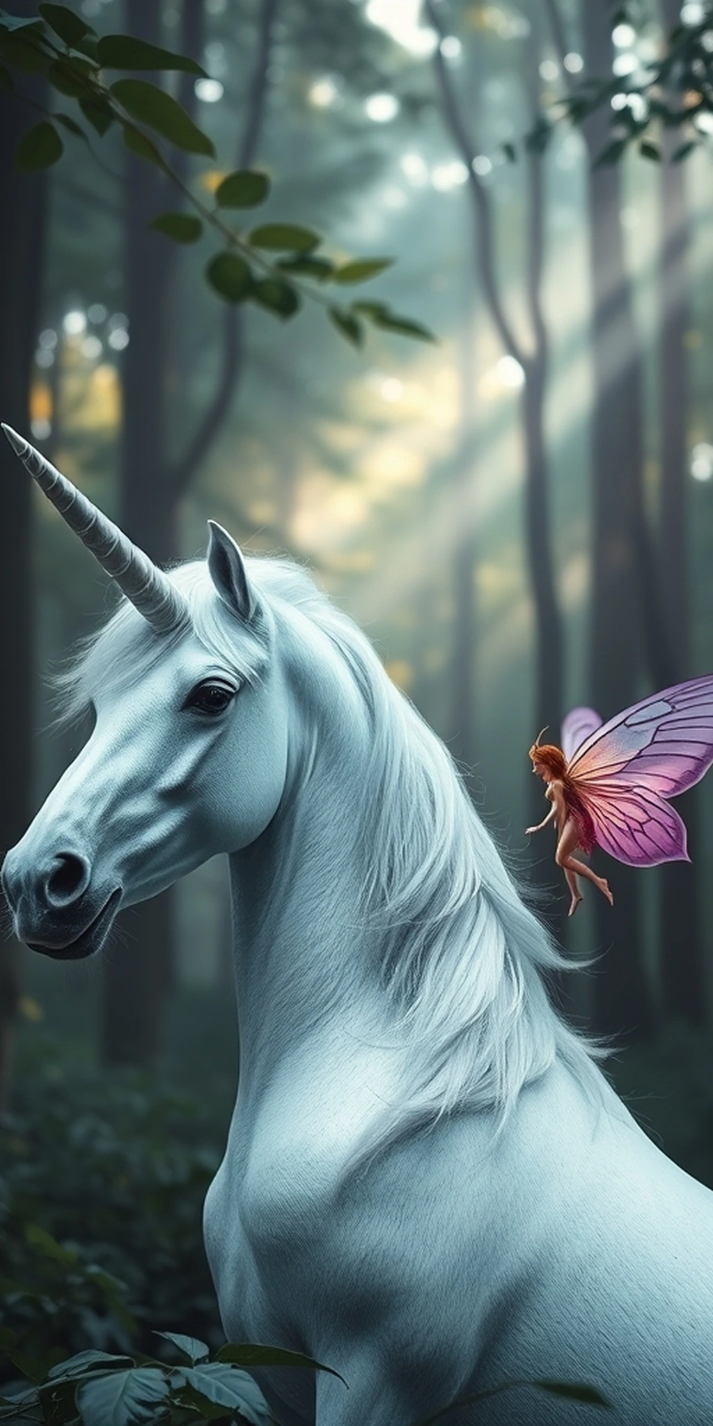 Unicorn Fairy Forest Mystical Magical Surreal iPhone wallpaper