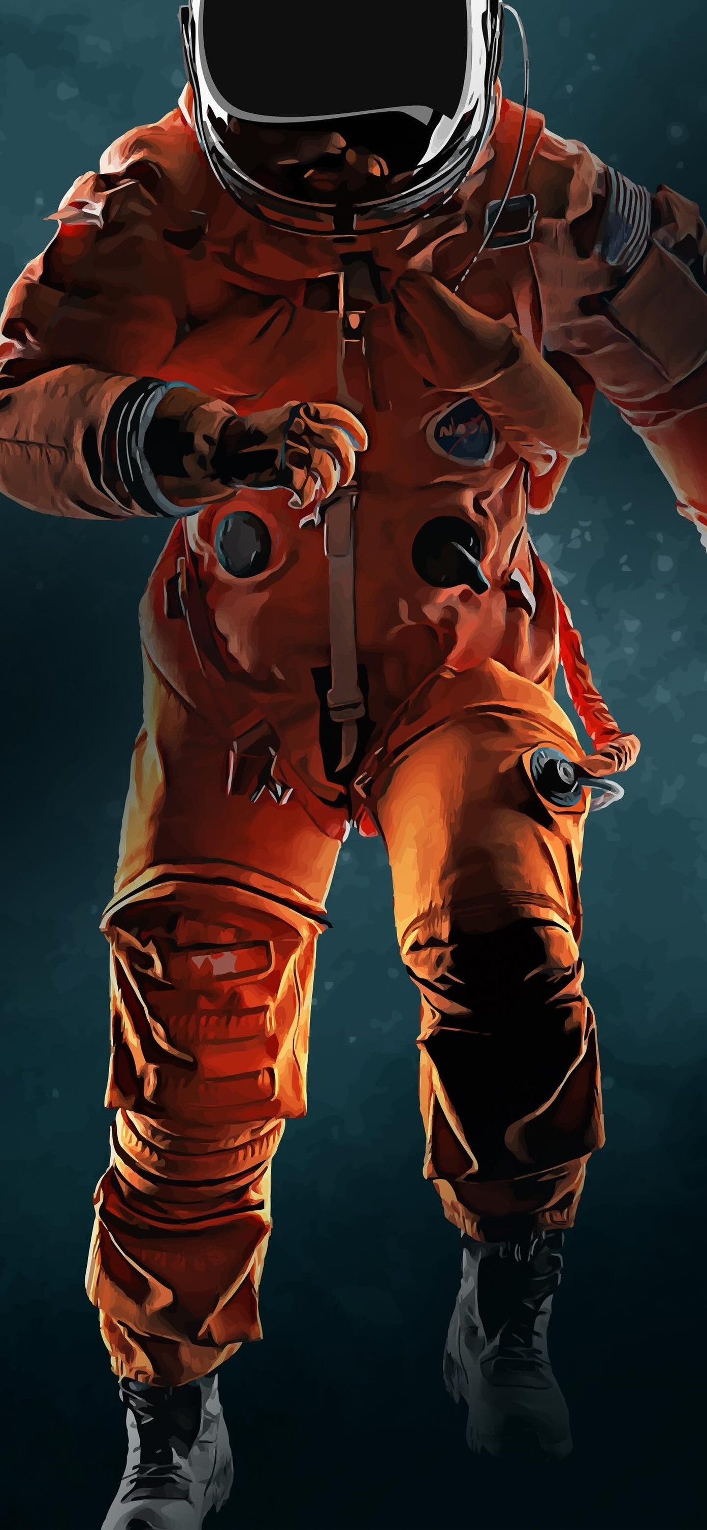 iPhone Wallpaper For Dynamic Island Astronaut Orange Running