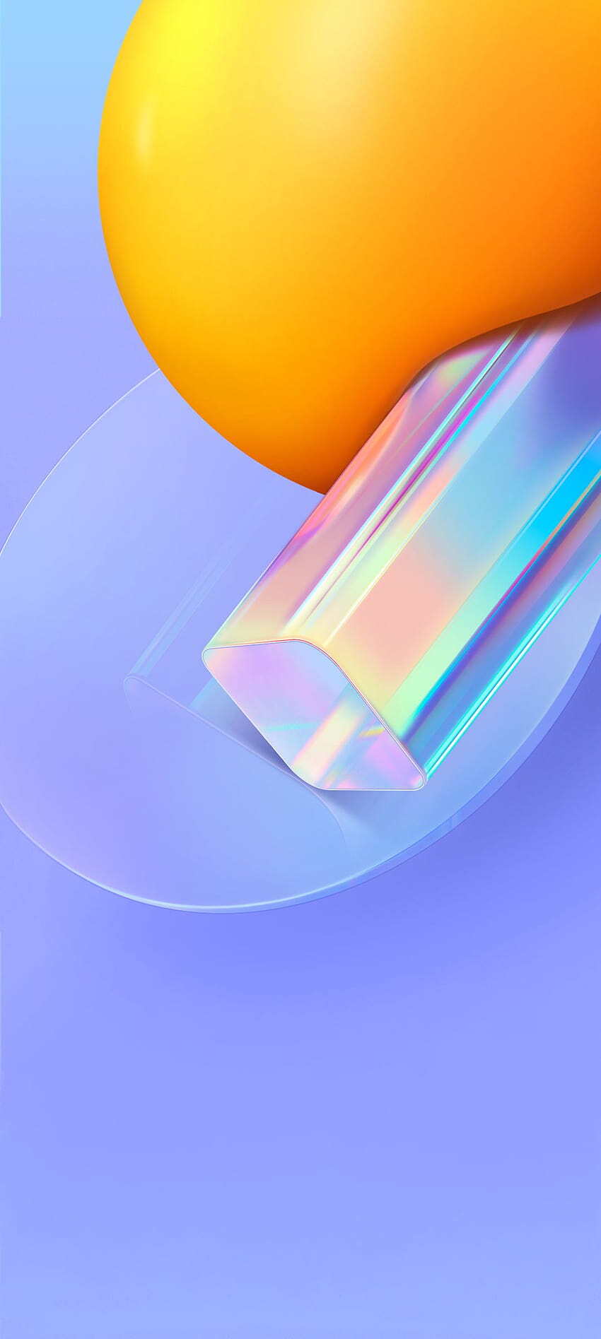 Iridescent Glass Rectangle And Orange Circle Wallpaper Vivo Y51 Stock Default