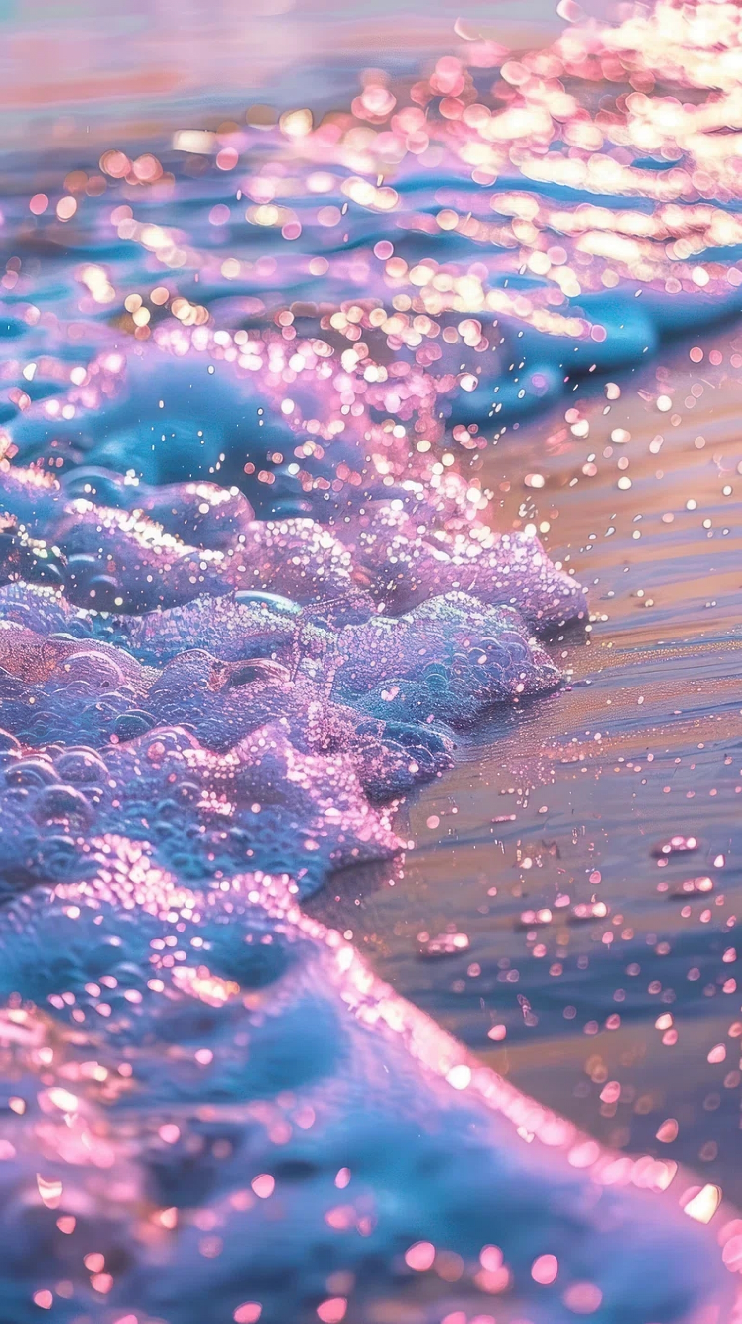 Iridescent Splashing Waves Crashing Water