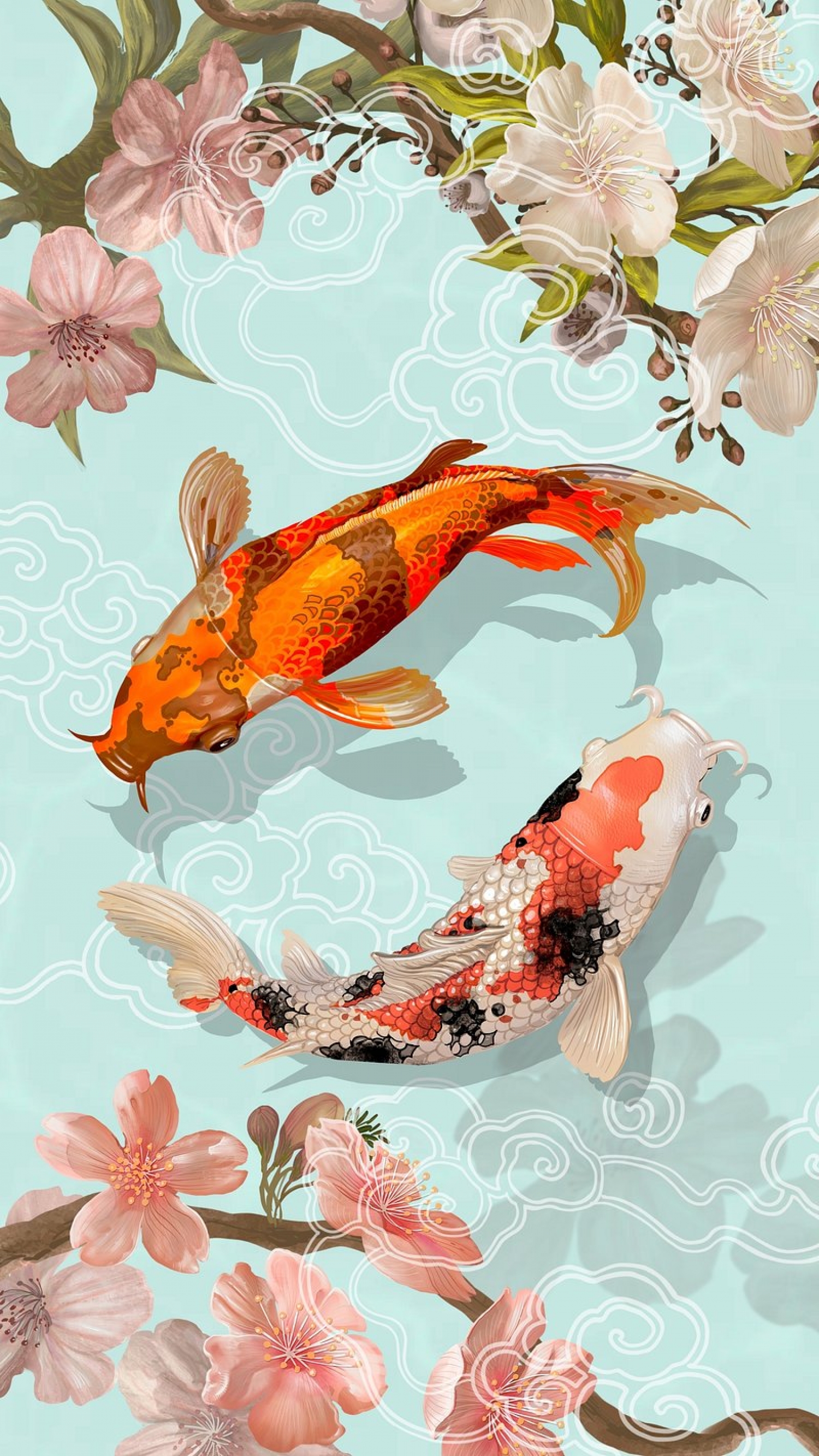 Koi Fish From Above Digital Art