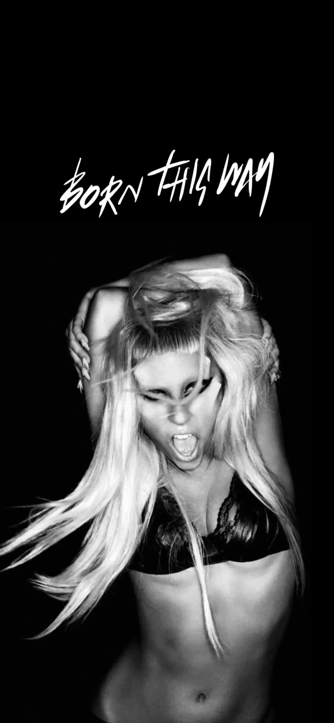 Lady Gaga Born This Way Black And White wallpaper for Apple iPhone, Apple Watch, Mac, iPad and Apple Watch