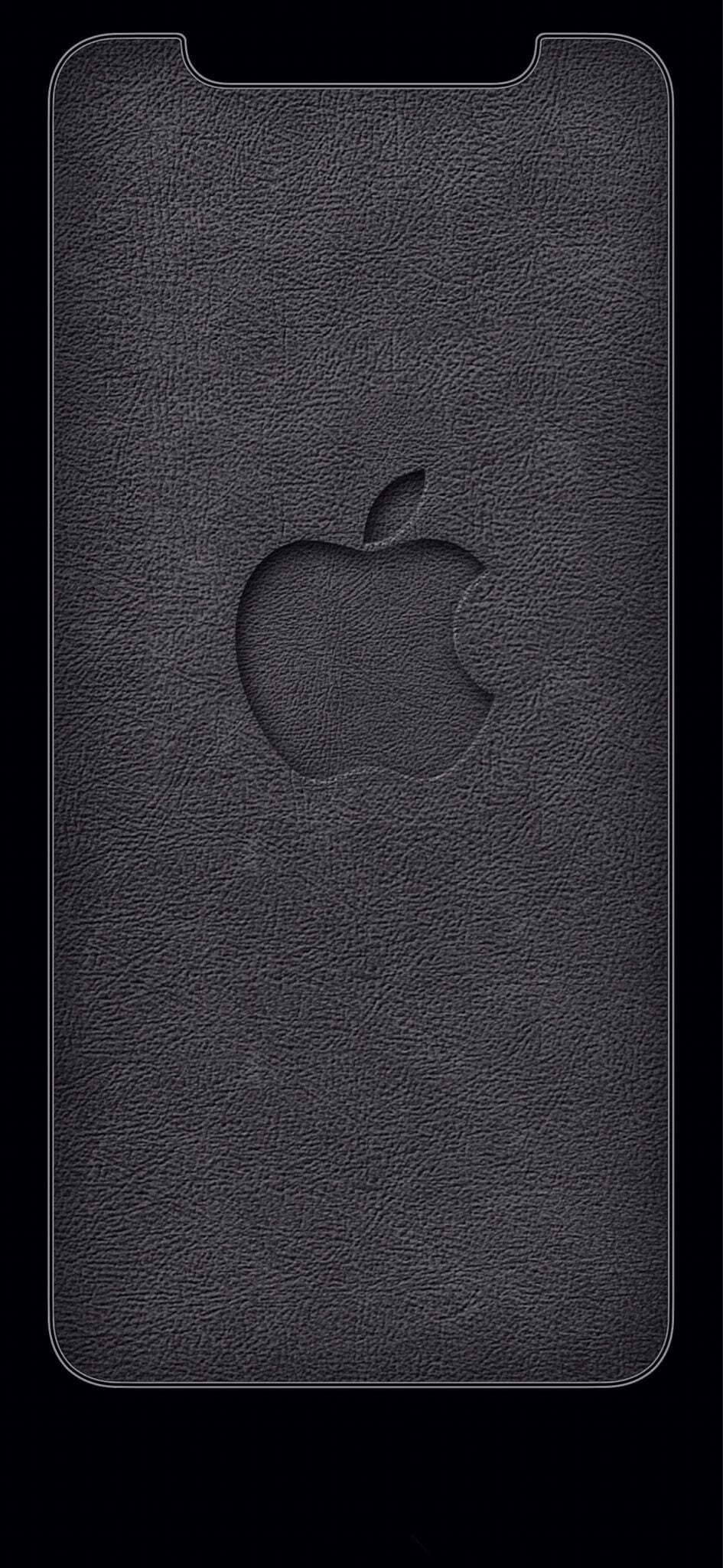 Leather Apple Logo Skeuomorphism Design For iPhone Notch