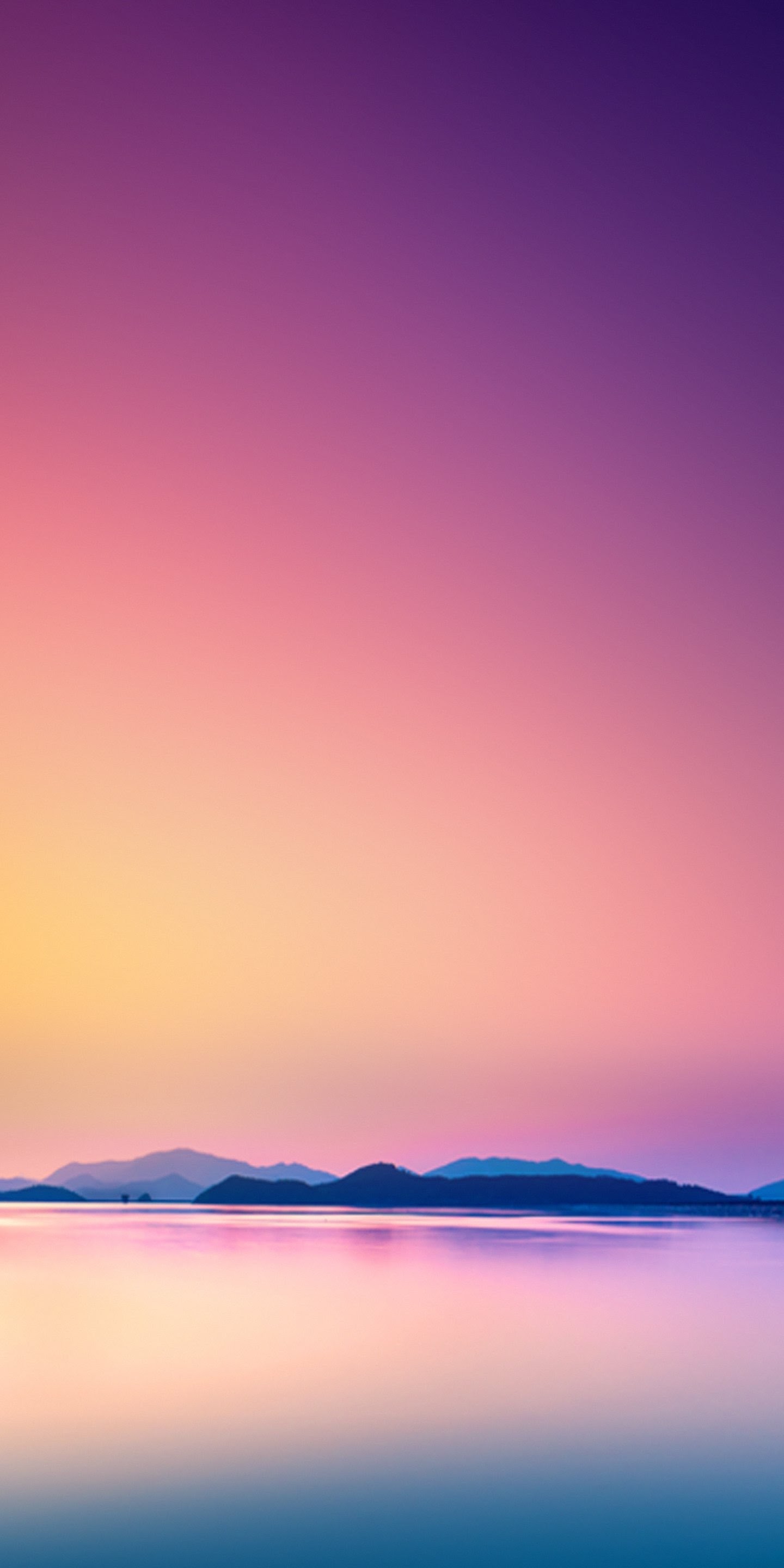 LG V30 Stock Default Wallpapers Mountain Landscape Sunset Orange Sky