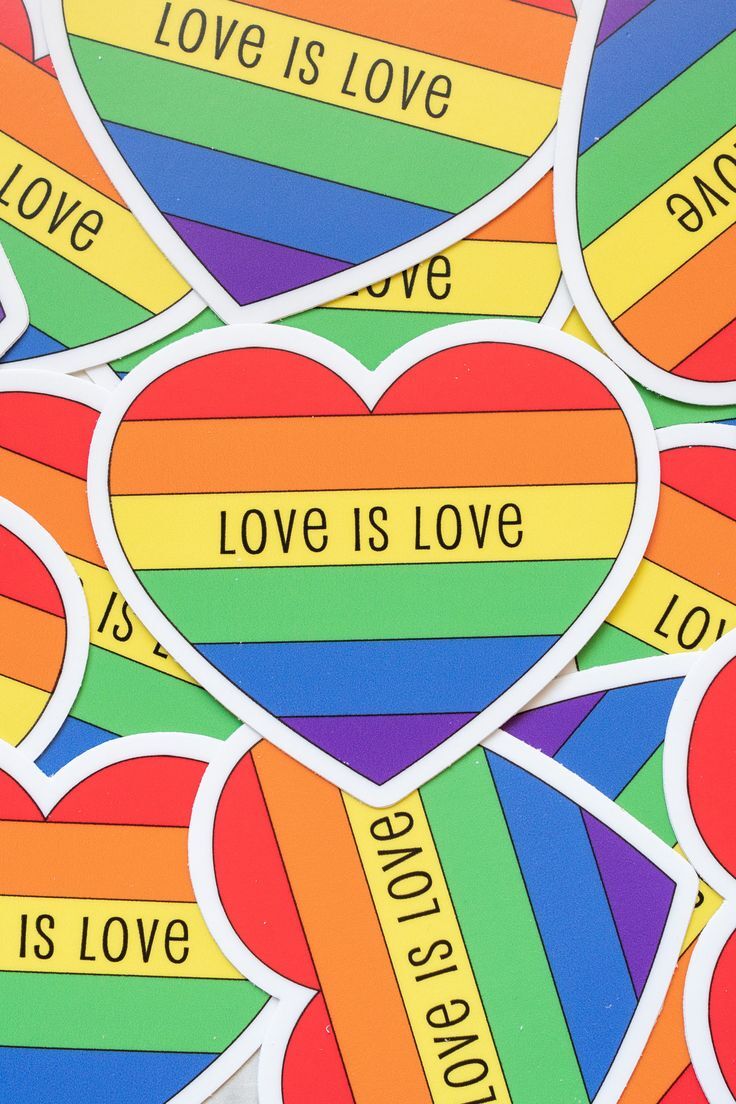 LGBTQIA LGBT Gay Pride Rainbow Flag Love Is Love Heart Stickers