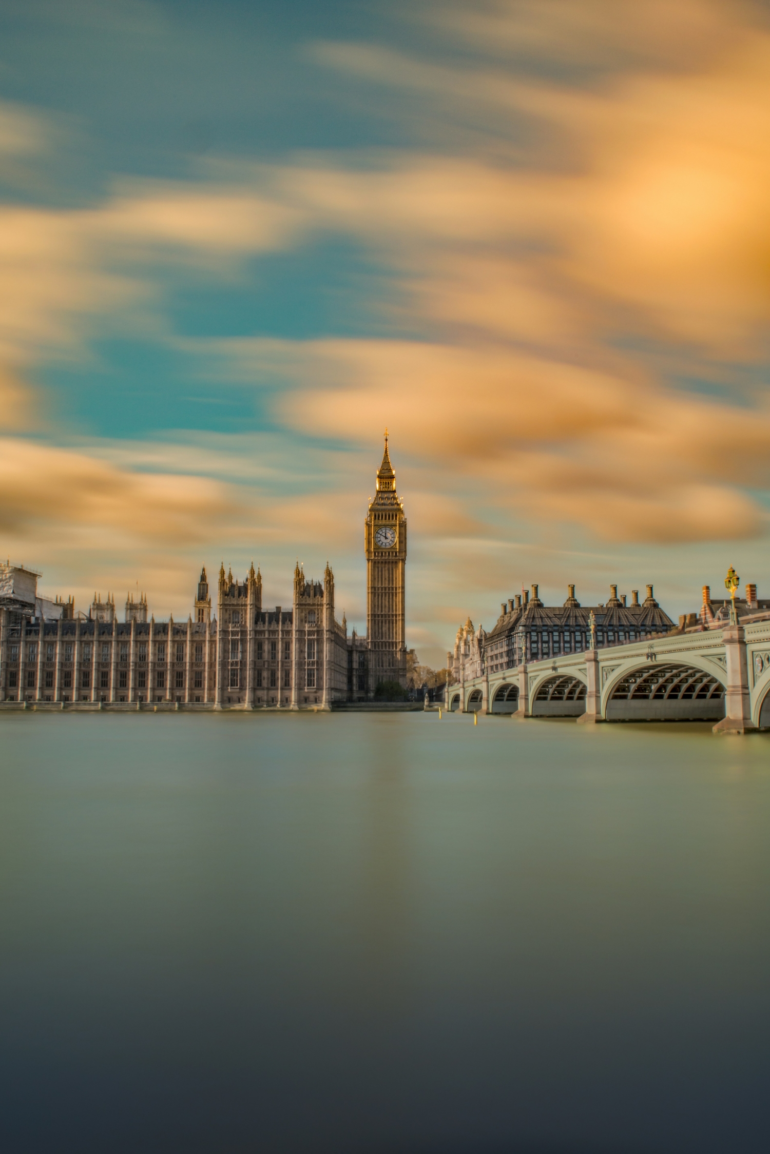 London England Big Ben Clock With Pretty Clouds