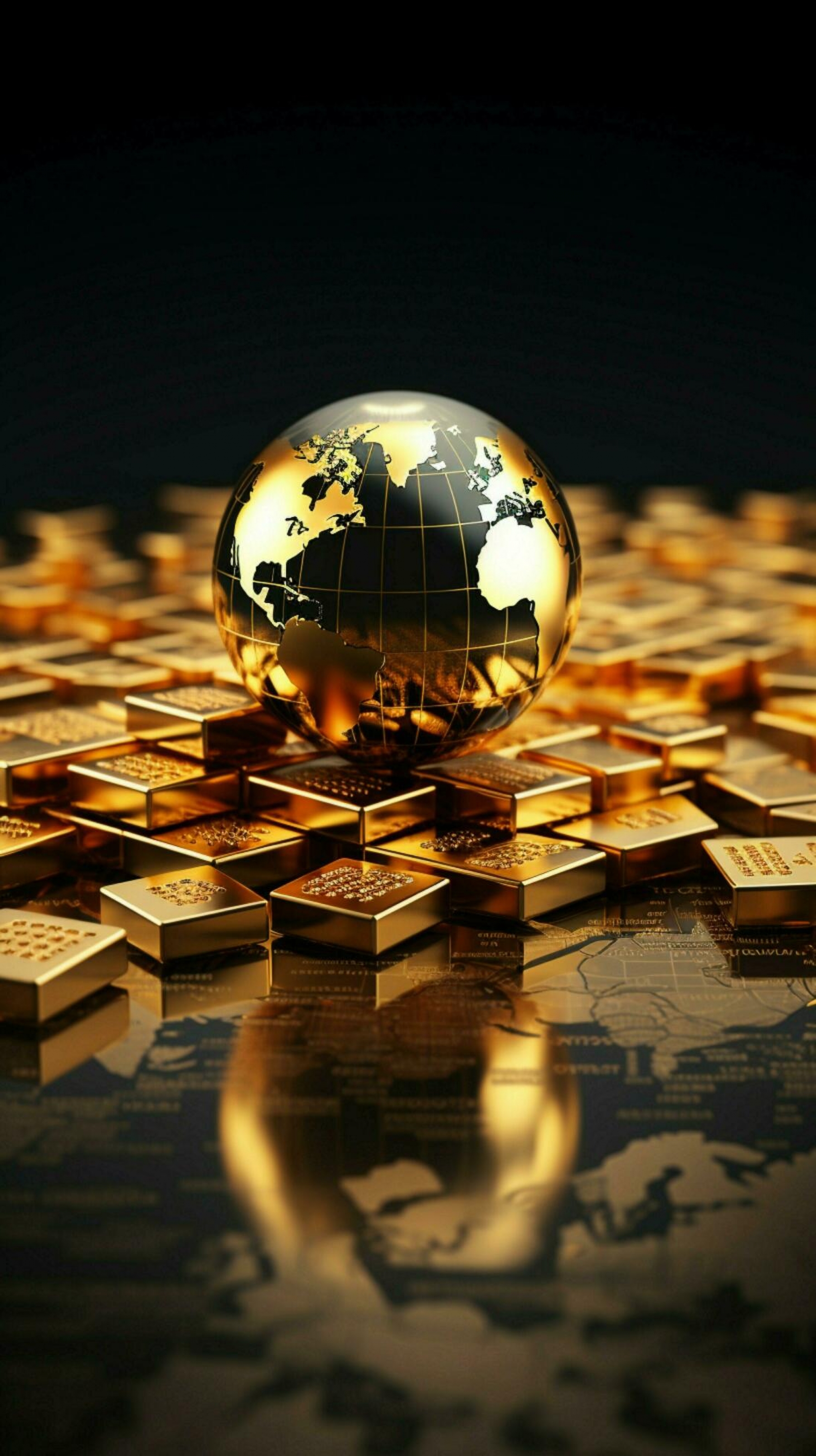 Luxurious Gold Bars And Globe