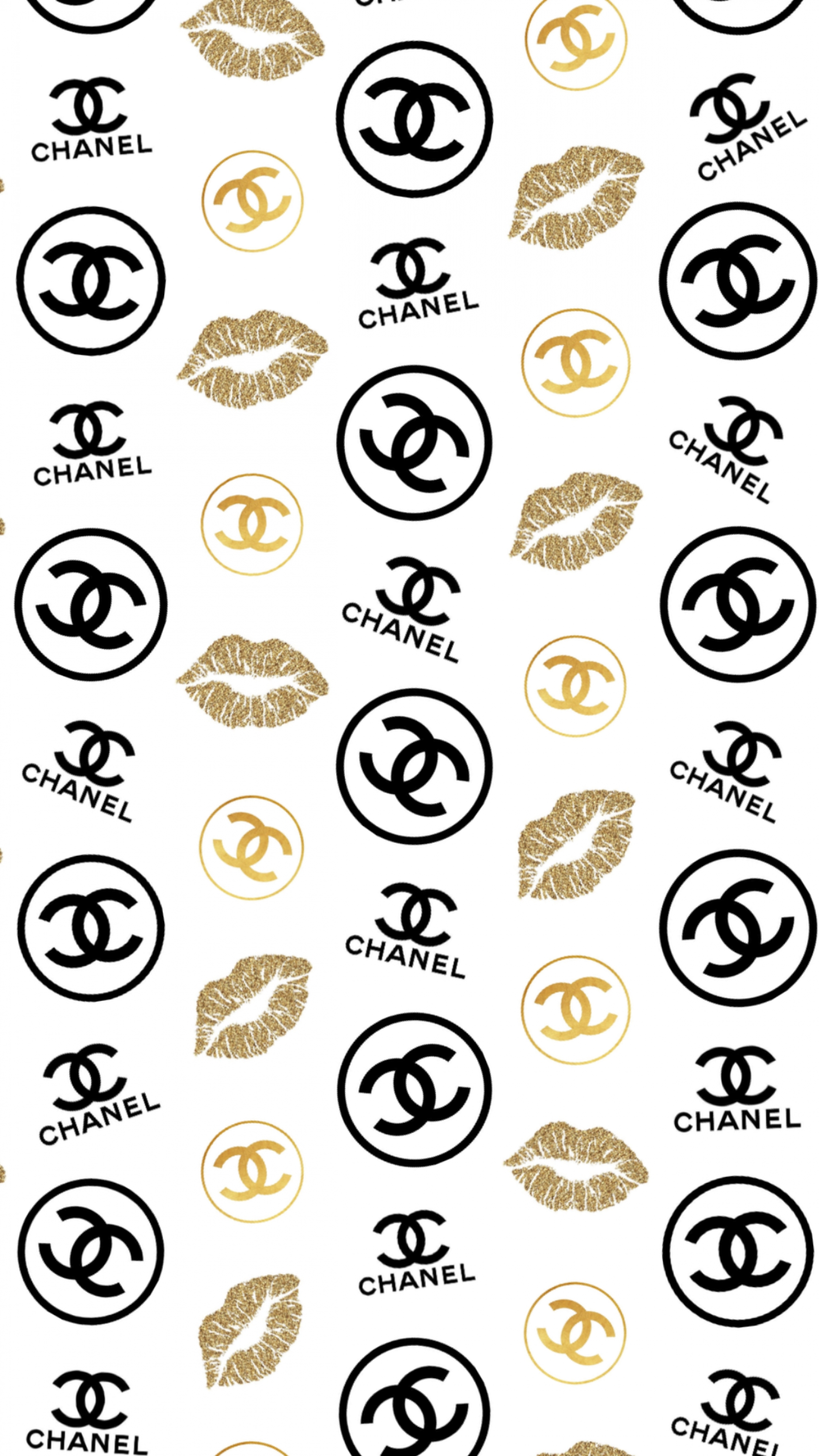 Luxury Brands Chanel Logo Pattern Gold Black And White wallpaper for Apple iPhone, Apple Watch, Mac, iPad and Apple Watch