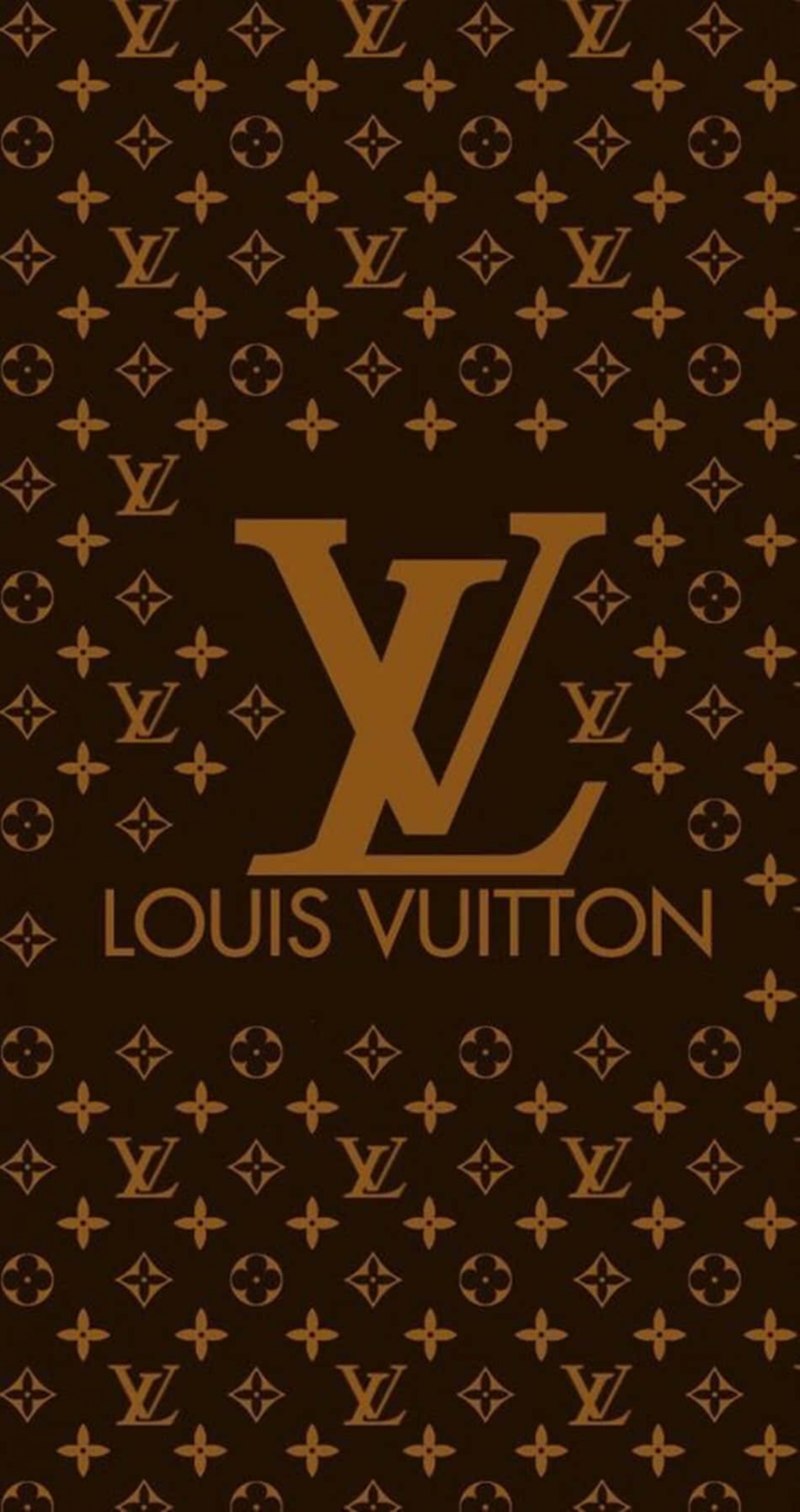 LV Louis Vuitton Pattern Dark Brown And Gold