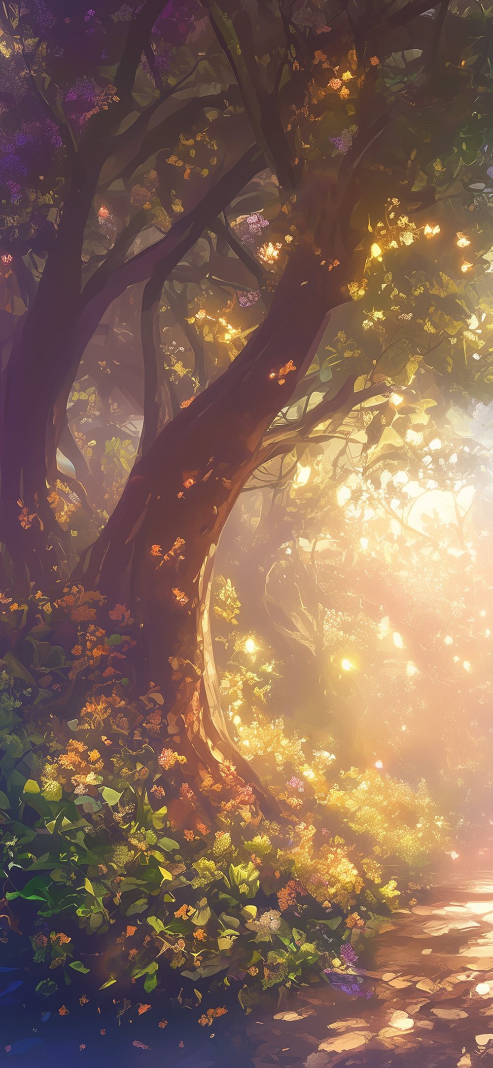 Magical Forest Garden With Sun Rays Wallpaper For Apple iPhone And Google Android 2025 Top Wallpapers wallpaper for Apple iPhone, Apple Watch, Mac, iPad and Apple Watch