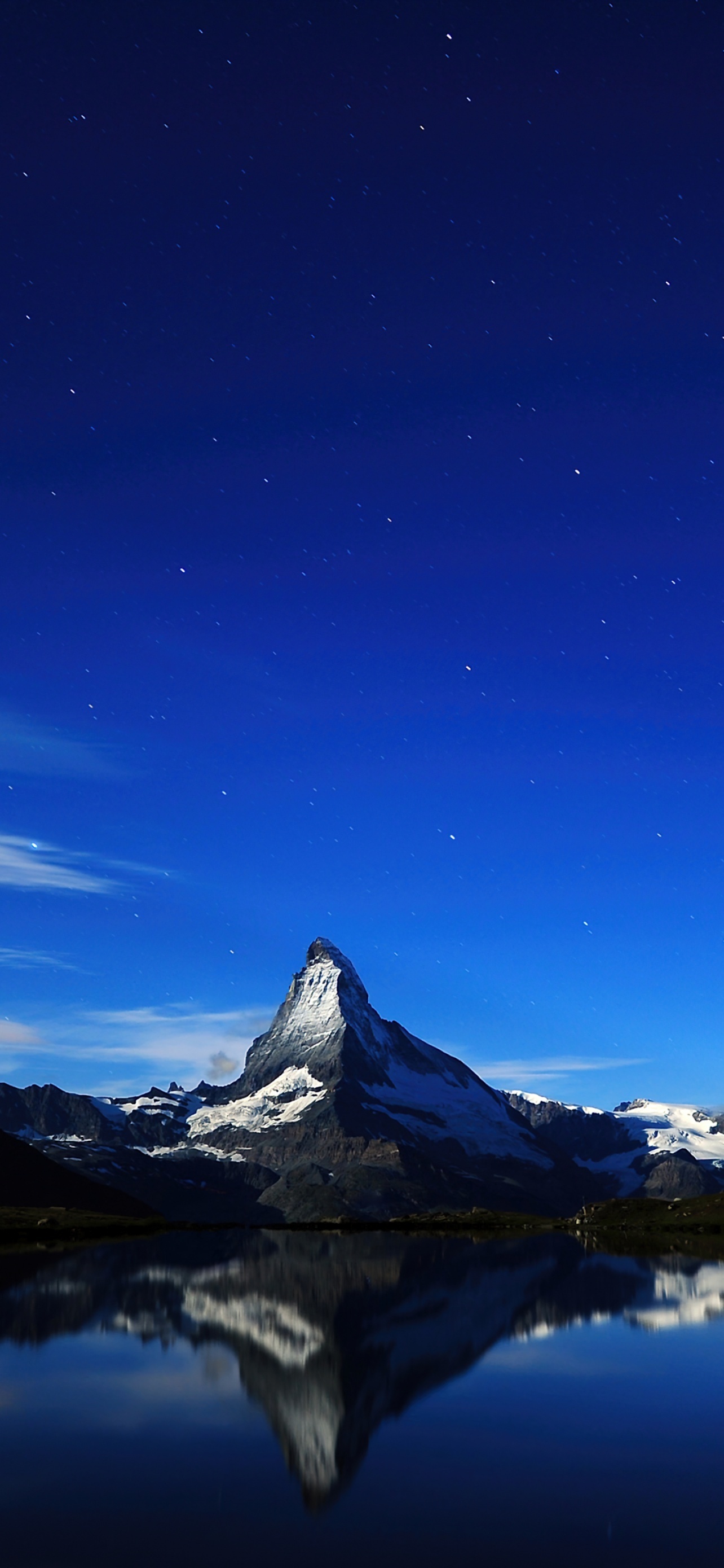 Matterhorn Alps Mountains Night Dark Silhouette Panorama