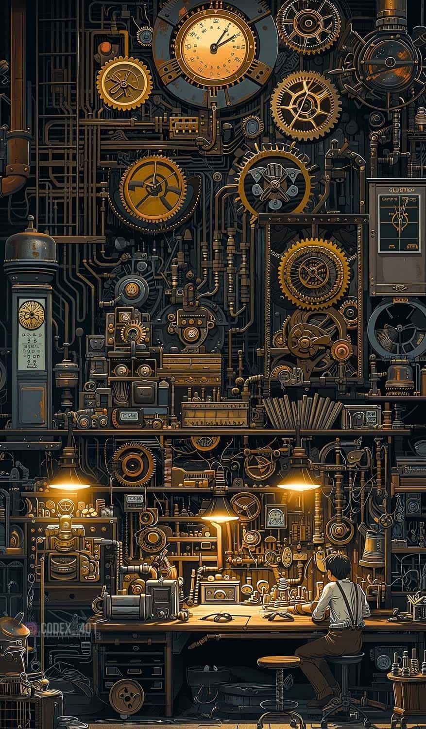 Mechanical Clockwork Cogs Pipes Steampunk wallpaper for Apple iPhone, Apple Watch, Mac, iPad and Apple Watch