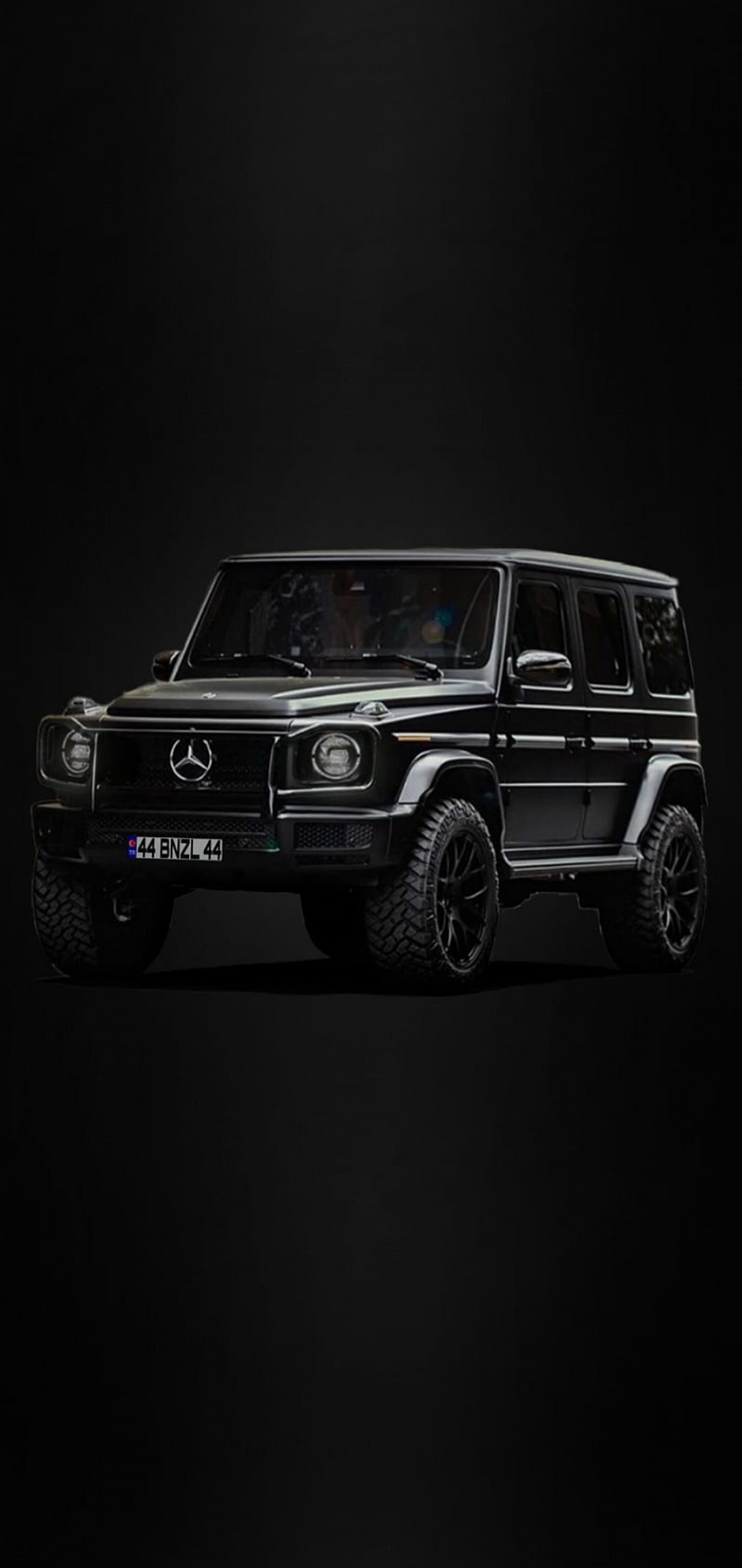 Mercedes Benz Logo Shiny Black Dark 4K