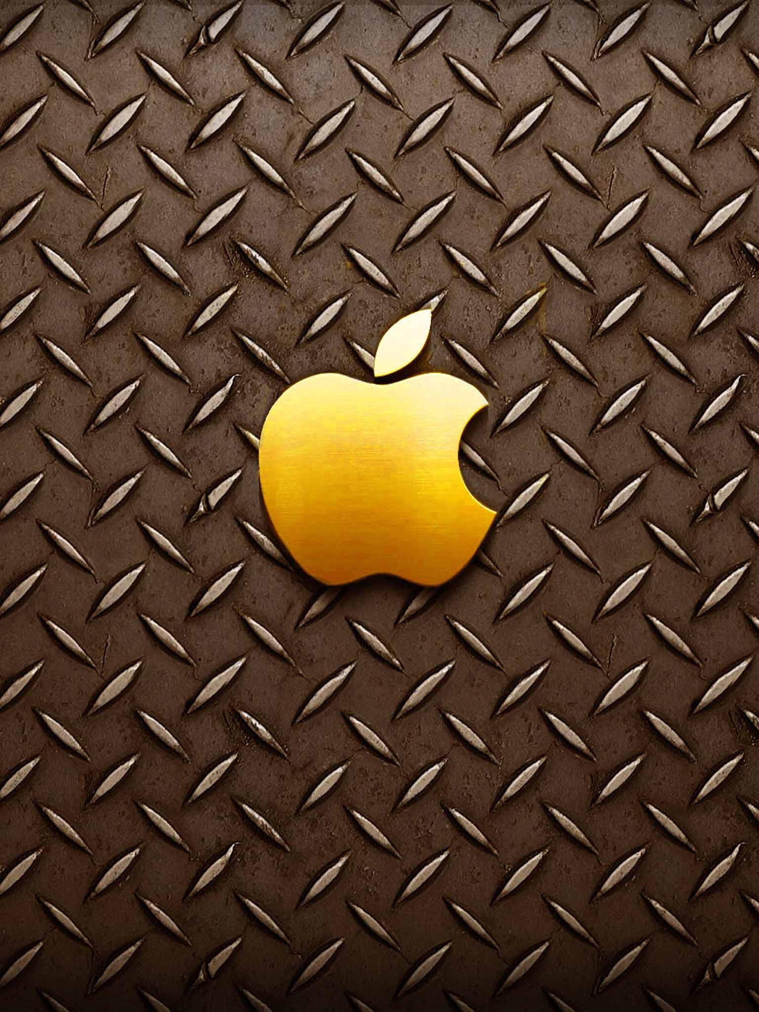 Metal Wall Design Tile Yellow Gold Shiny Steel Metallic Apple Logo