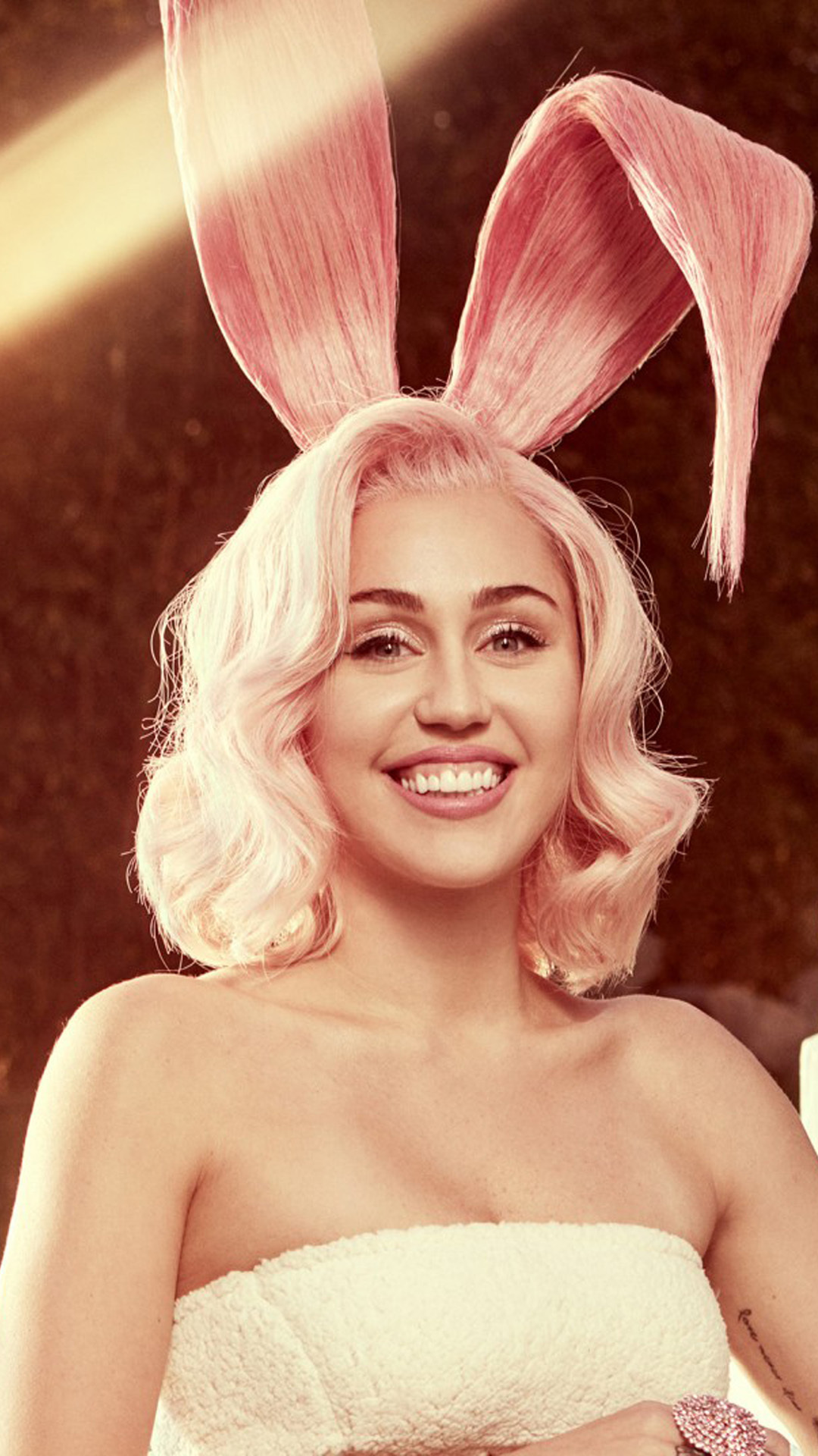 Miley Cyrus In Easter Bunny Costume HD Mobile Wallpaper wallpaper for Apple iPhone, Apple Watch, Mac, iPad and Apple Watch