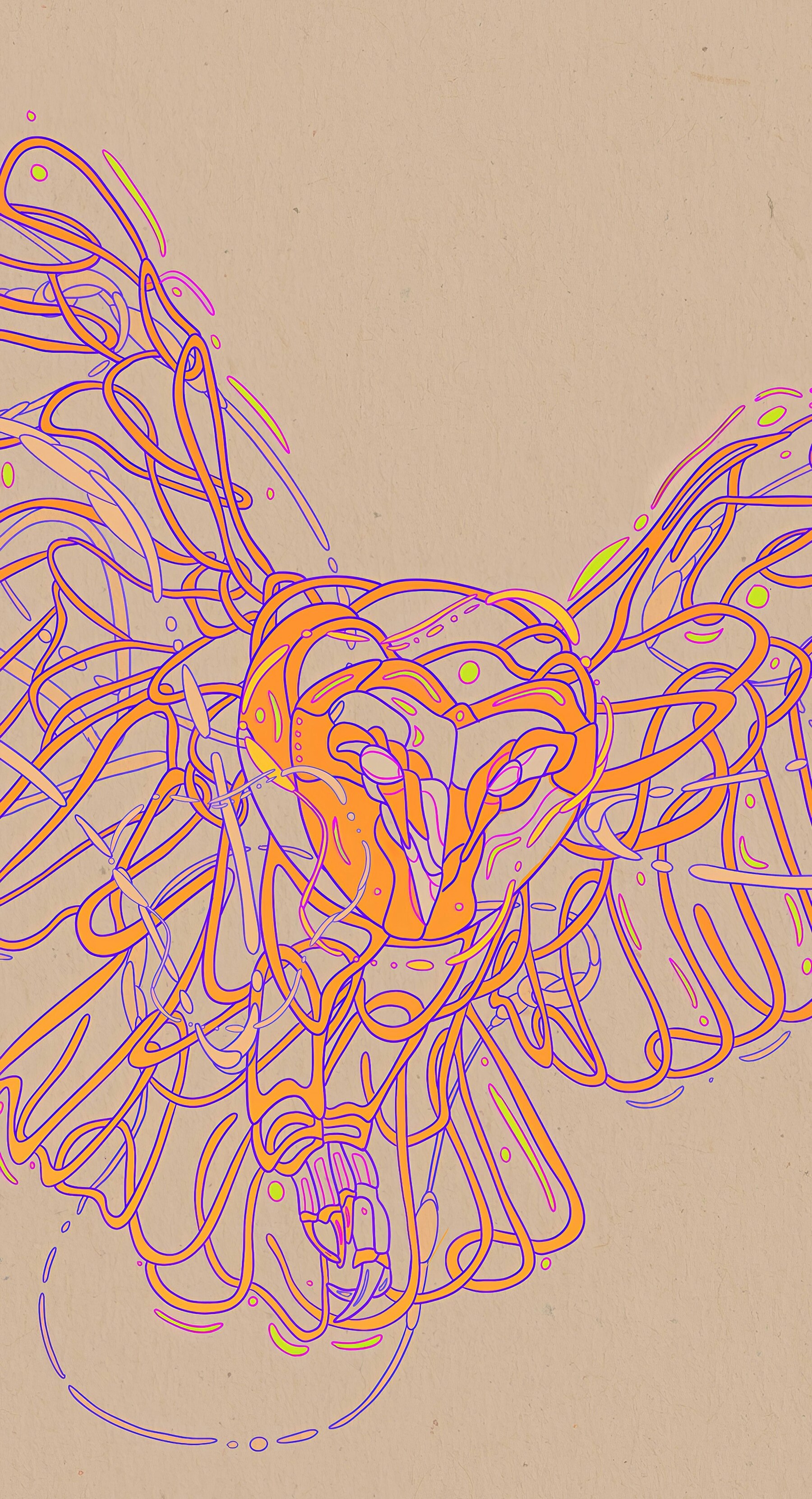 MKBHD Panels App Free Owl Line Drawing Orange Purple wallpaper for Apple iPhone, Apple Watch, Mac, iPad and Apple Watch