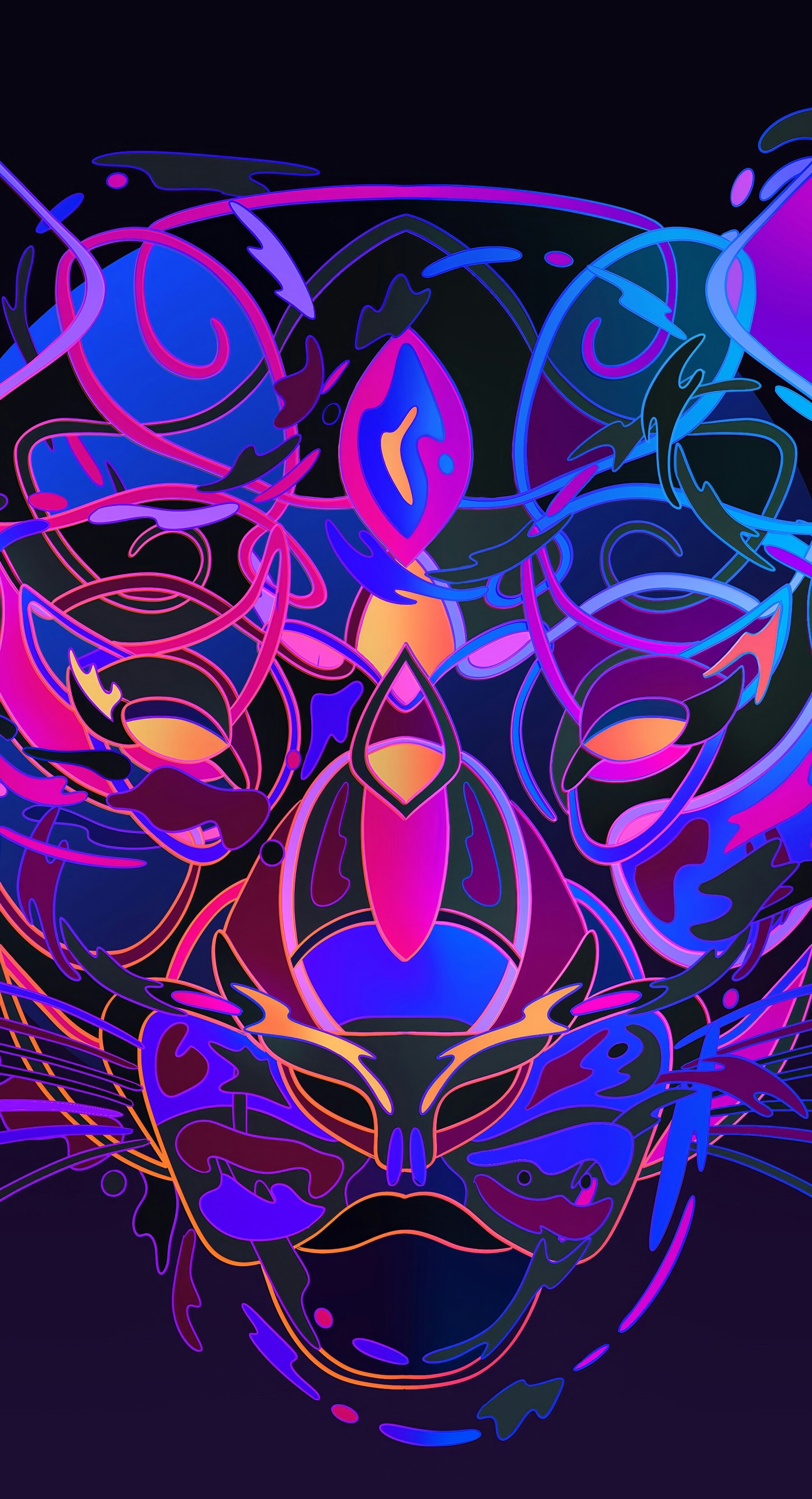 MKBHD Wallpaper App Free Lion Face Purple Blue Outlines Creative wallpaper for Apple iPhone, Apple Watch, Mac, iPad and Apple Watch