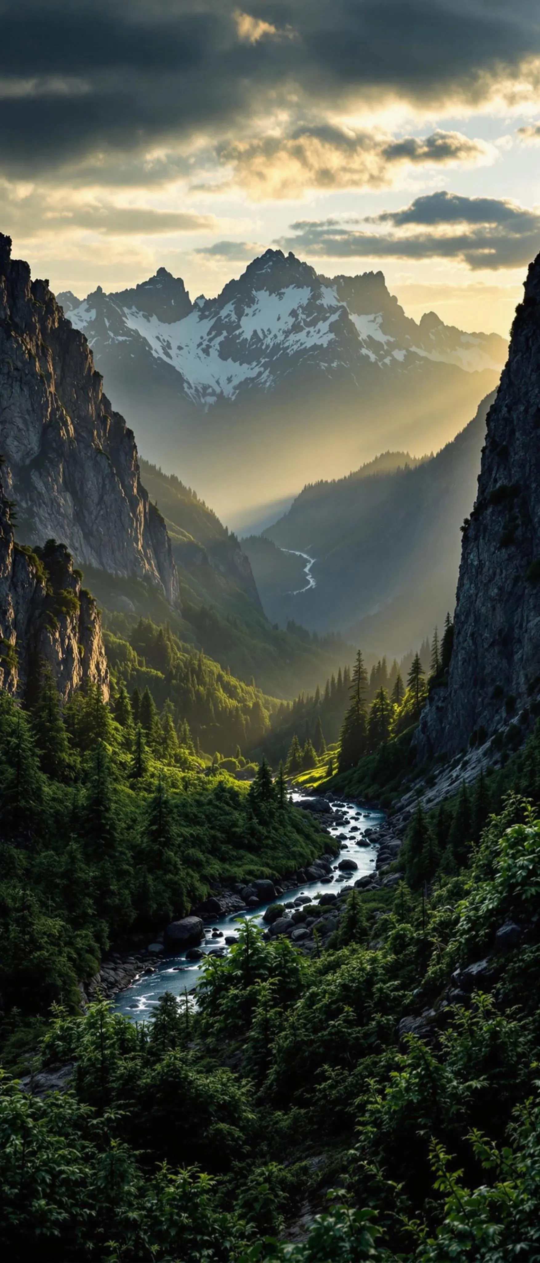 Mountains Landscape With Stream Flowing Through Morning Early Ultrahd Ultra HD 4K 8K HDR Wallpapers For Apple iPhone 13 14 15 16 Pro Max 16E Desktop Screensaver