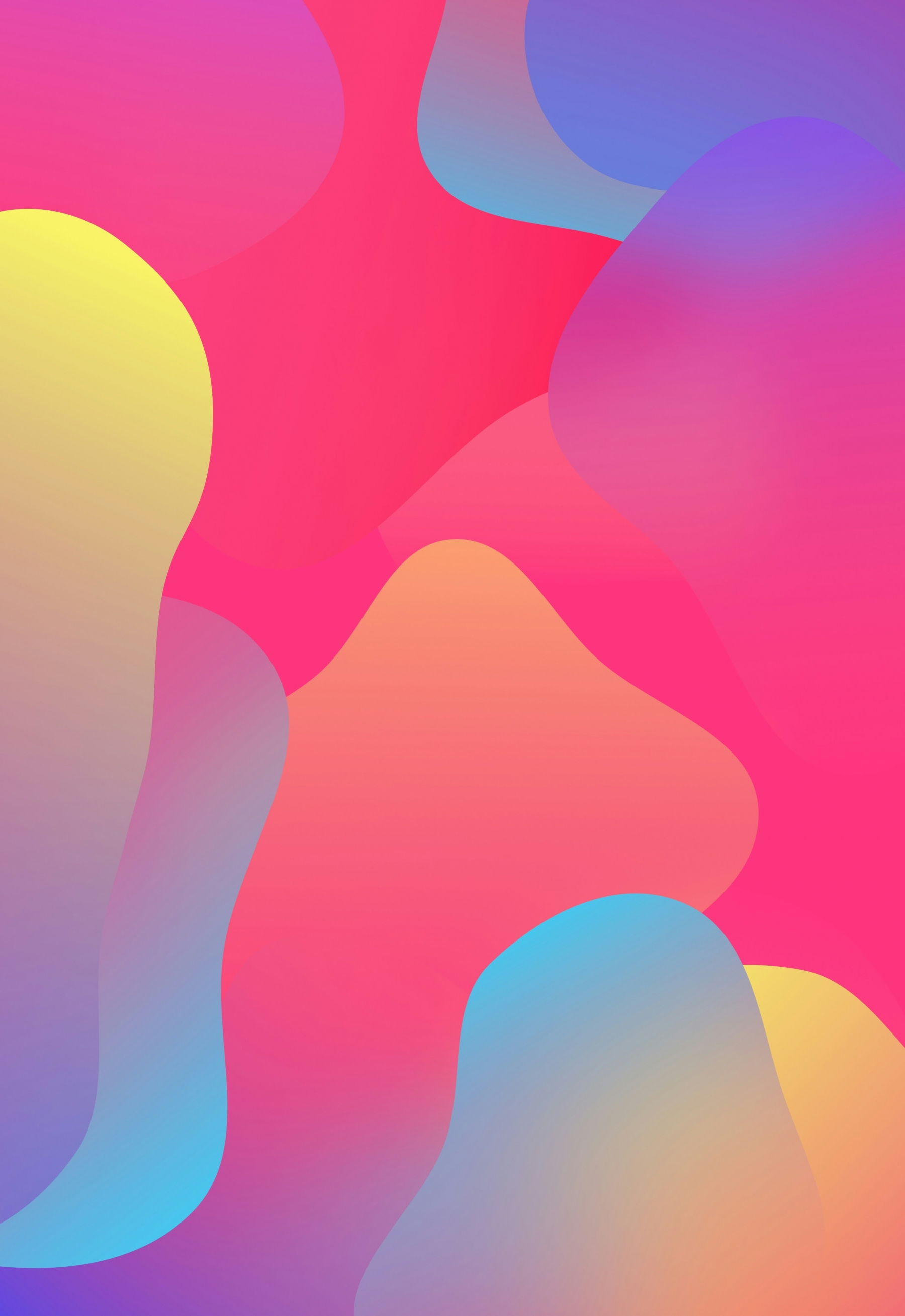 Multi Color Pink Yellow Blue Gradient Shapes Abstract Swirls