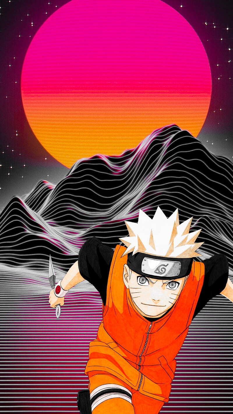 Naruto Manga Japanese Ninja Anime Cartoon Synth Y2K Neon Otaku Shonen Konoha wallpaper for Apple iPhone, Apple Watch, Mac, iPad and Apple Watch