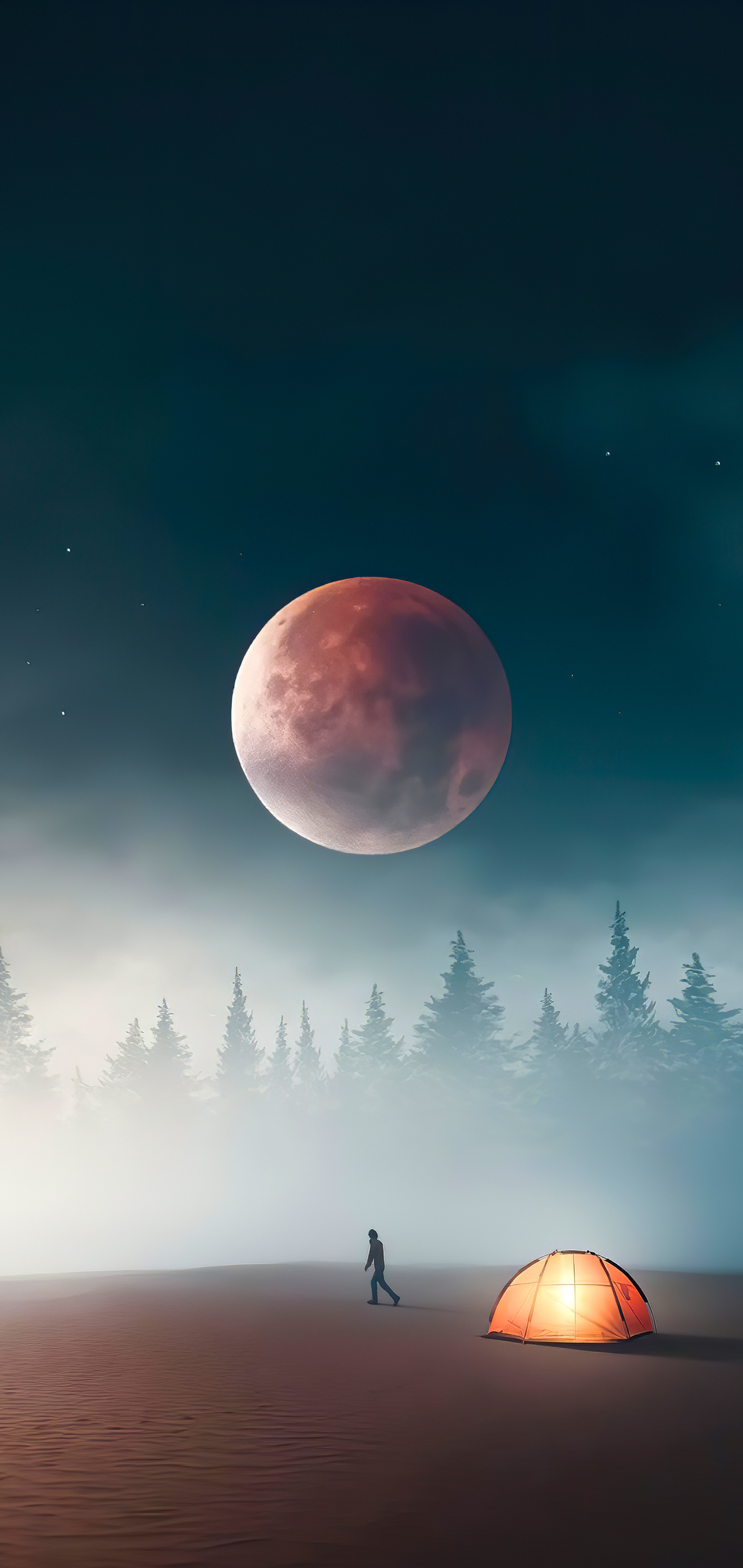 NightSky With Red Moon Camping Wallpaper iPhone wallpaper for Apple iPhone, Apple Watch, Mac, iPad and Apple Watch