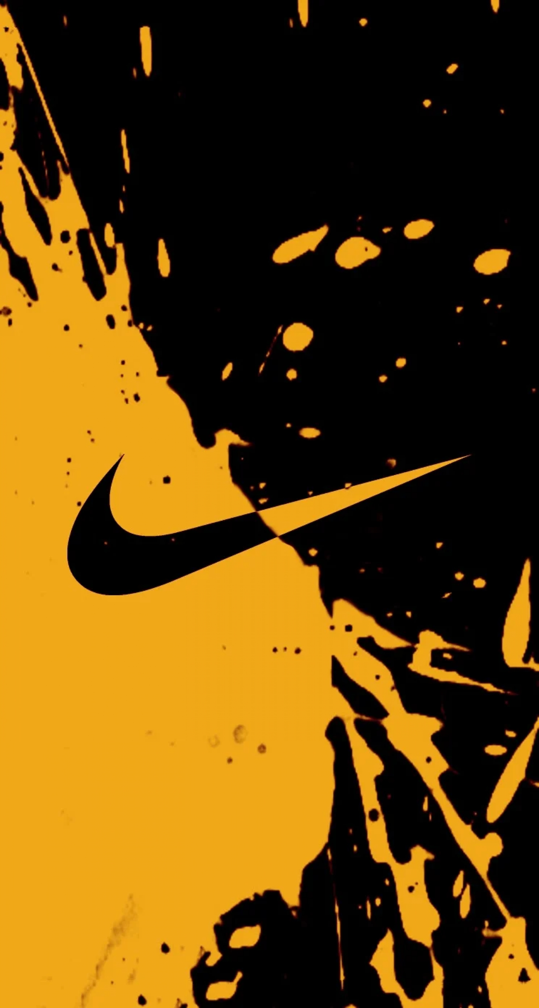 Nike Logo Gold Yellow Paint Splatter Download Free iPhone Wallpapers