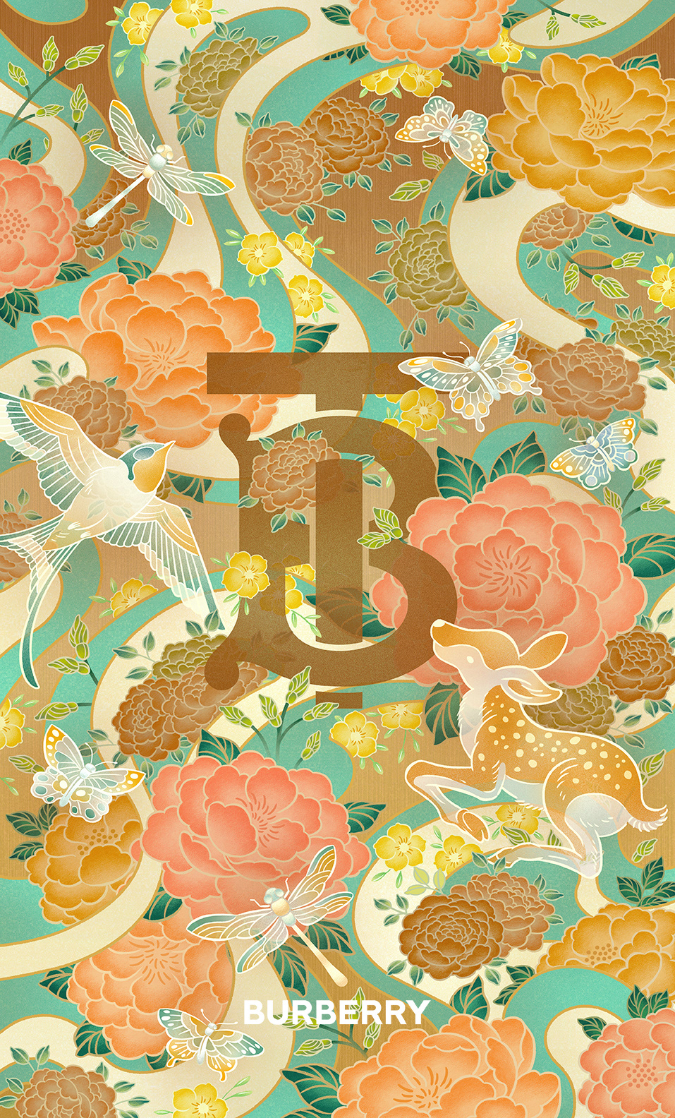 Official Burberry Pattern Logo Flowers