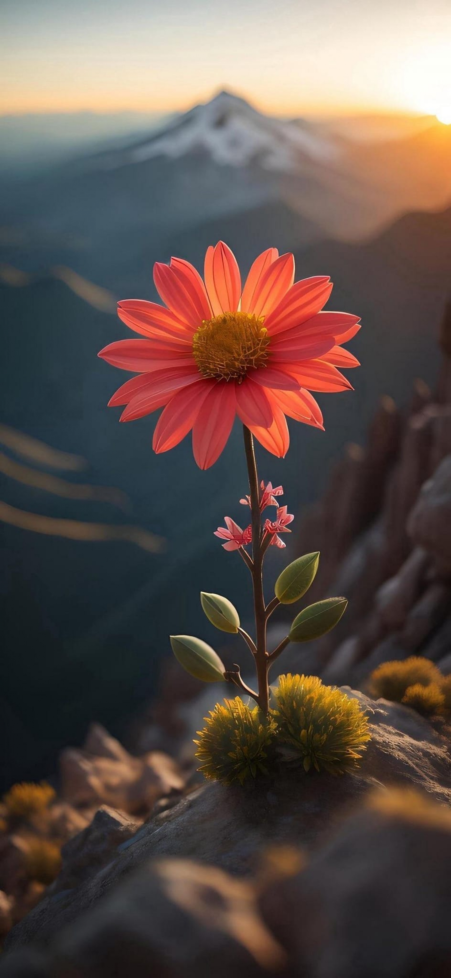 Pink Flower Sprouting On A Mountain Pretty