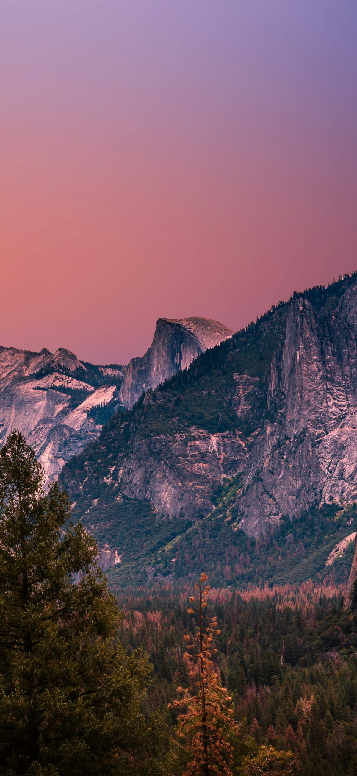 Pink Sky With Mountains Landscape