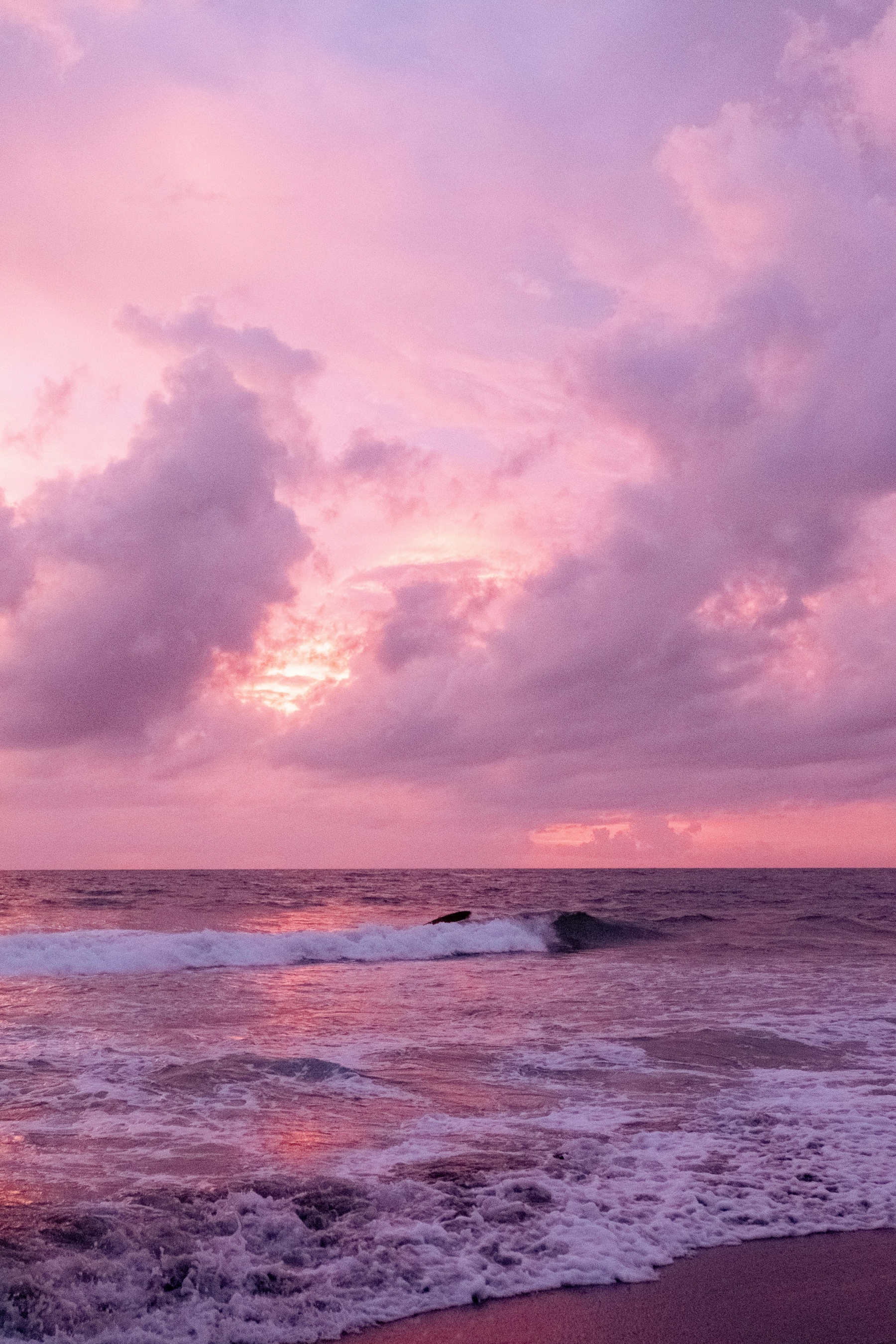 Pink Sunset At The Beach wallpaper for Apple iPhone, Apple Watch, Mac, iPad and Apple Watch