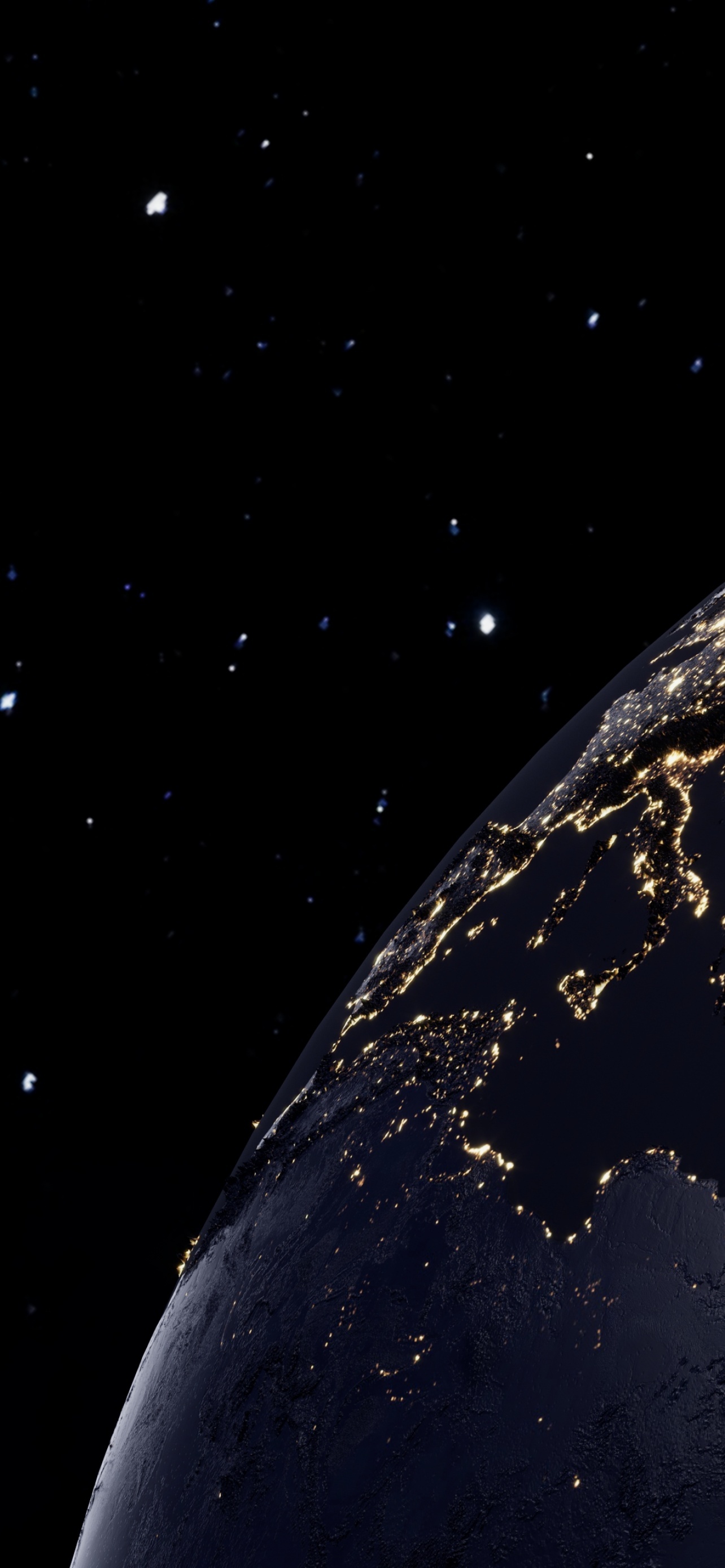 Planet Earth Night View Illuminated Orbit Dark Background 5K