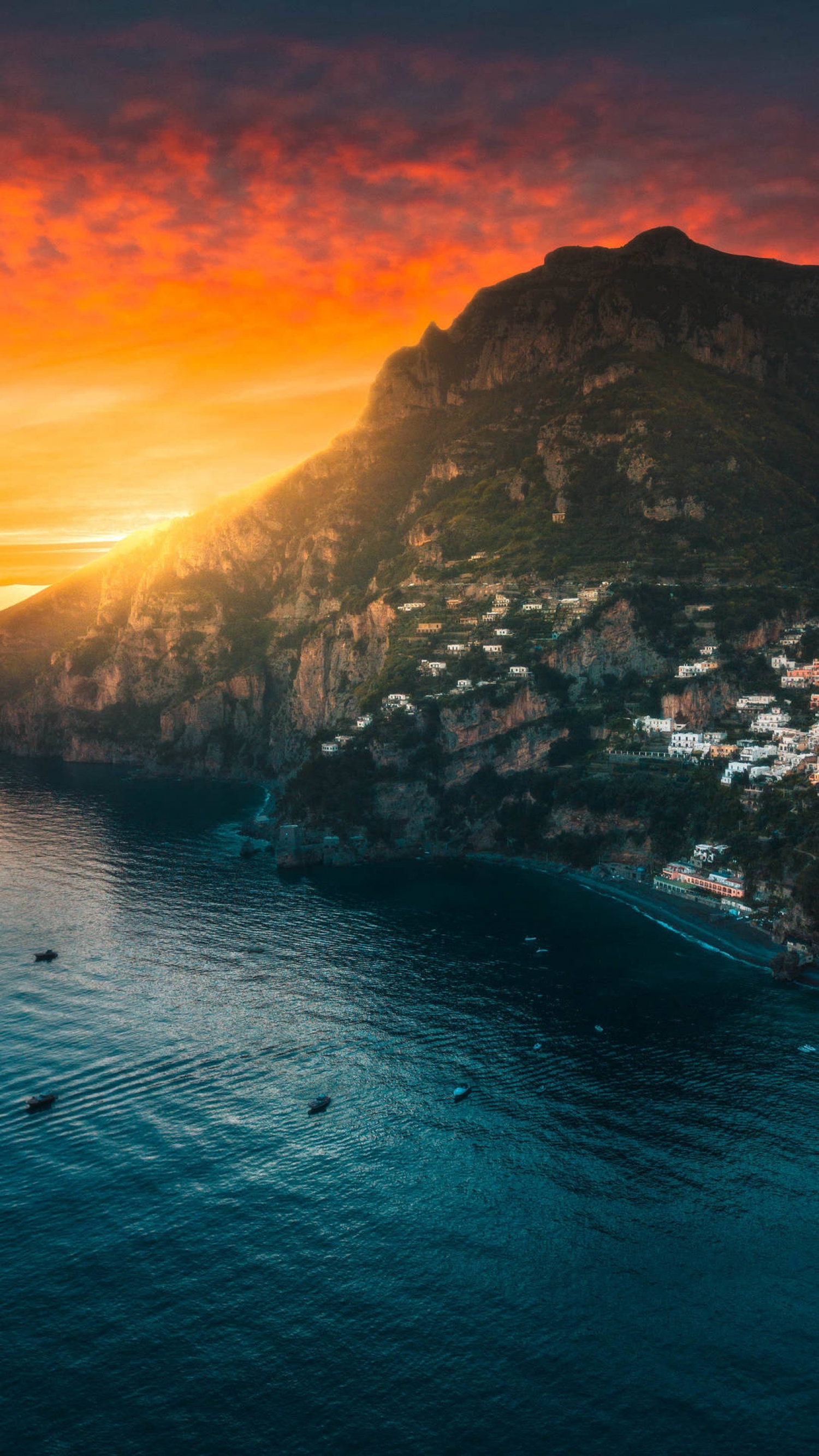 Positano Italy Beautiful Sunset wallpaper for Apple iPhone, Apple Watch, Mac, iPad and Apple Watch