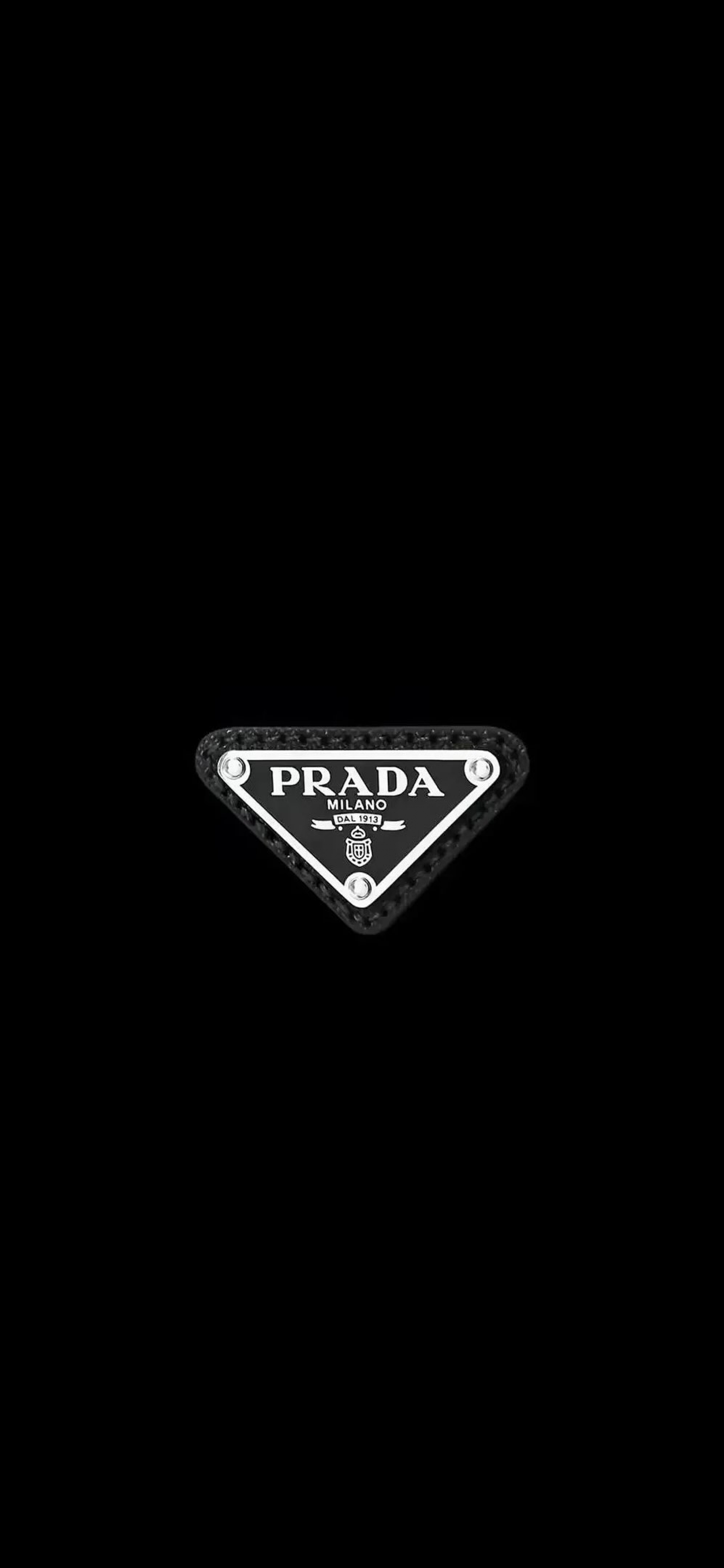 Prada Logo Luxury Brand Brushed Steel Decal Black Silver wallpaper for Apple iPhone, Apple Watch, Mac, iPad and Apple Watch