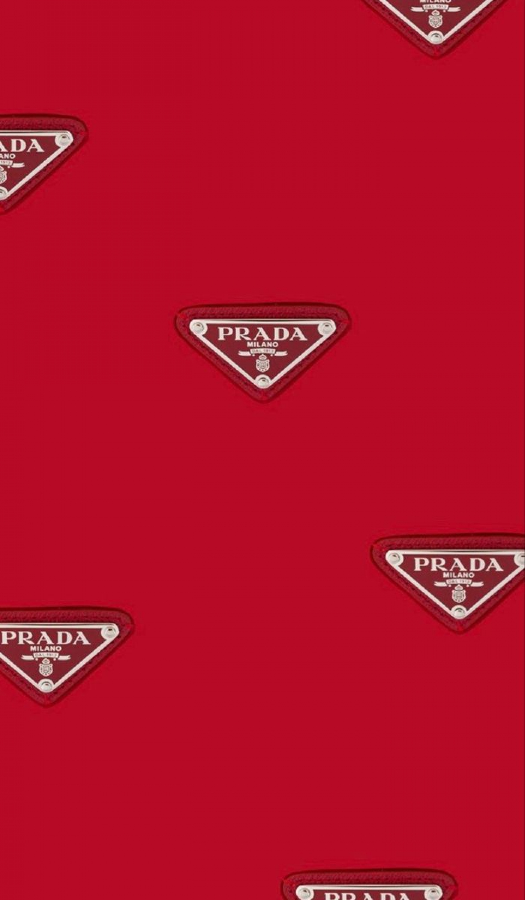 Prada Logo Luxury Brand Metallic Red