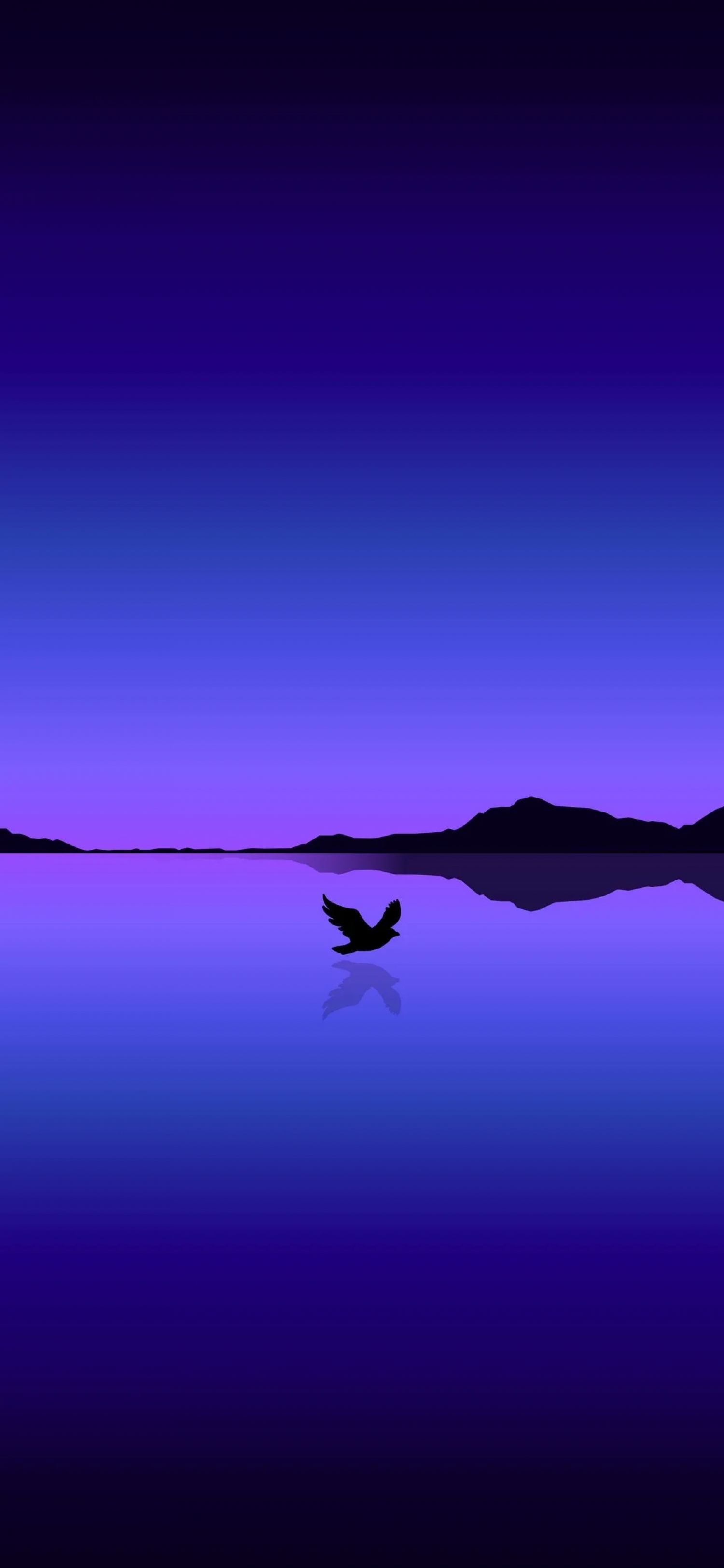 Purple And Blue Gradient Artwork With Flying Bird