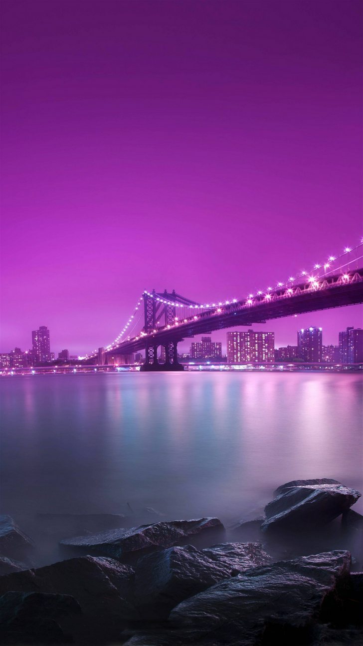 Purple Sky New York City Bridge Best 2026 Wallpapers For iPhone 17 iPhone Air And iPhone 17 Pro Max iPhone wallpaper