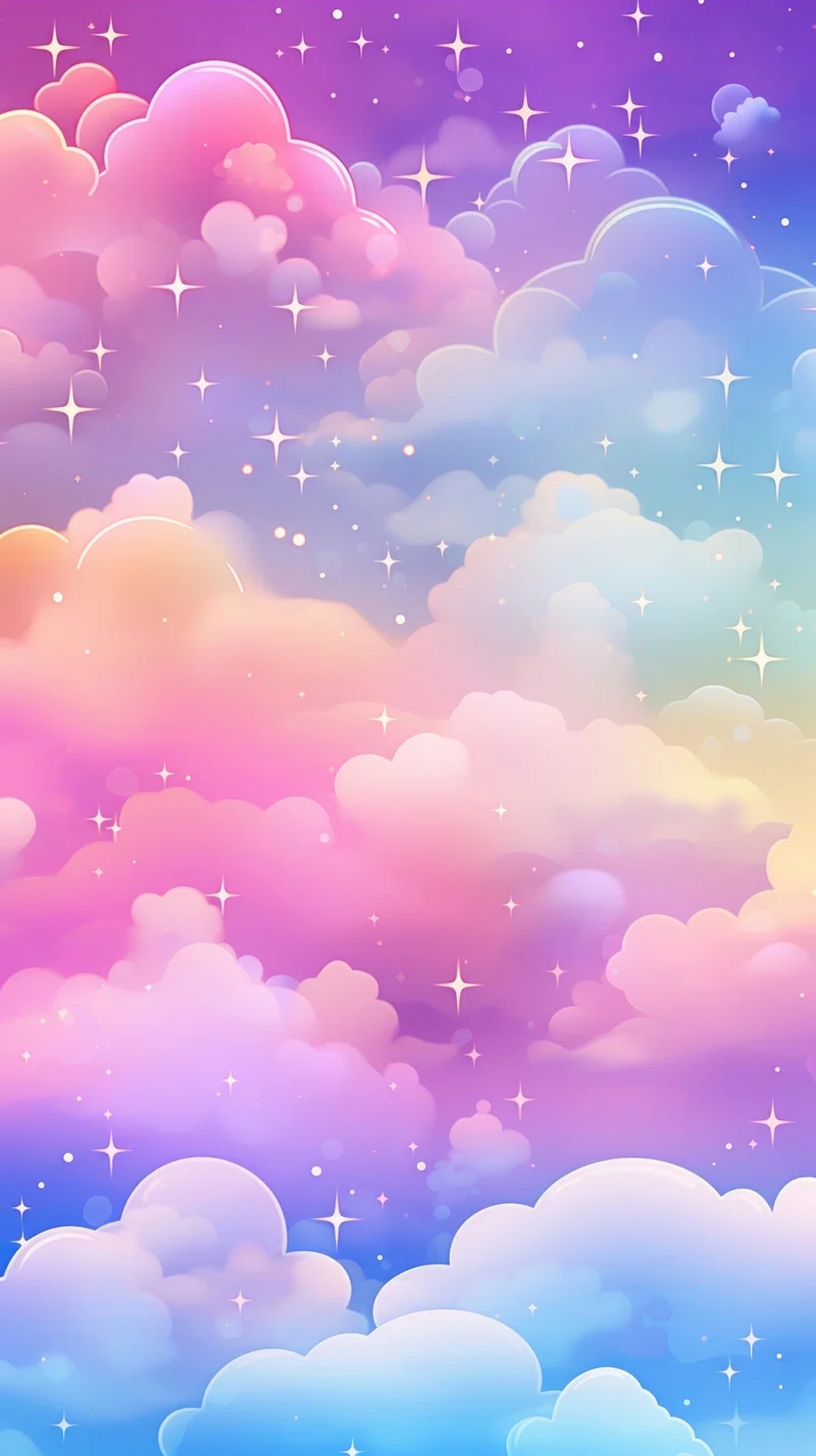 Rainbow Clouds With Stars Cute wallpaper for Apple iPhone, Mac, iPad and more