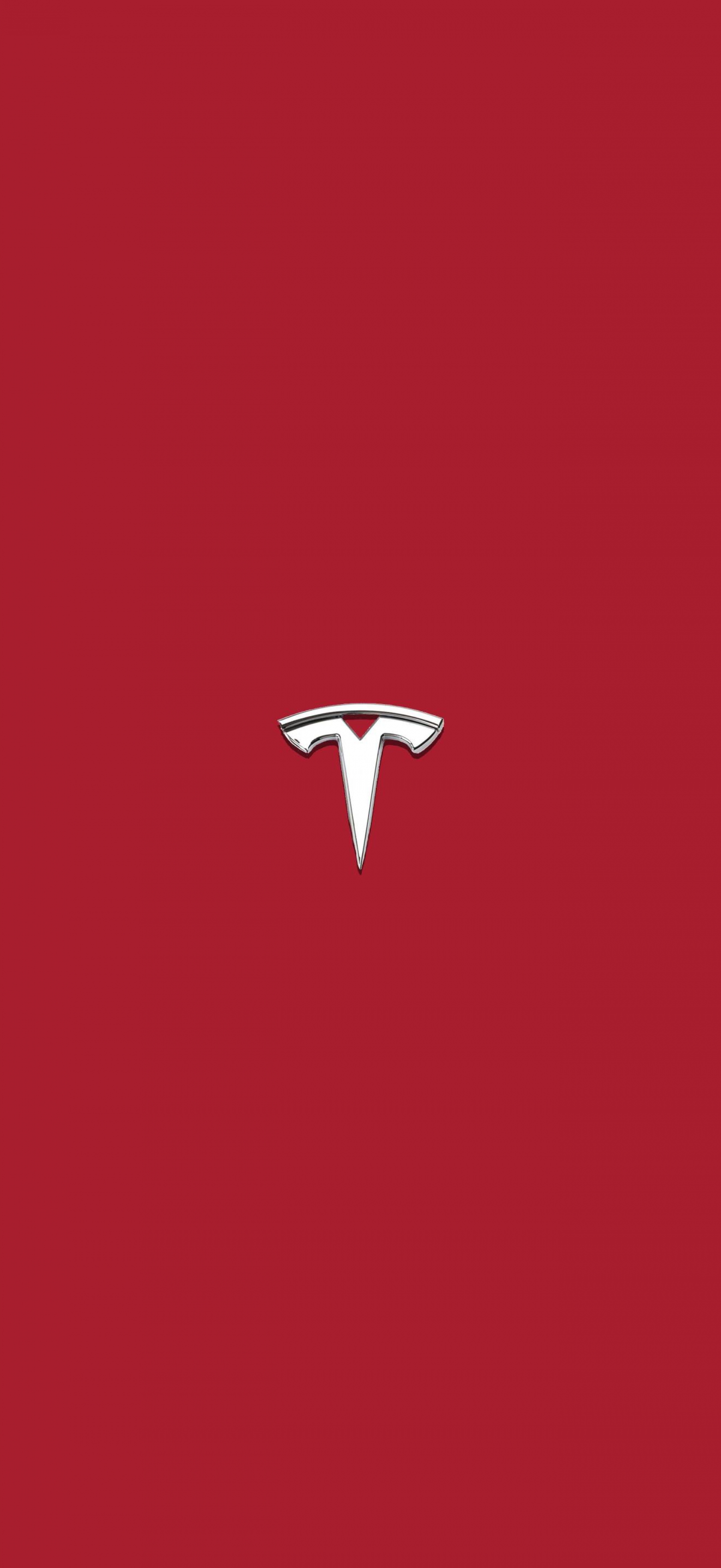 Red Metallic Tesla Logo