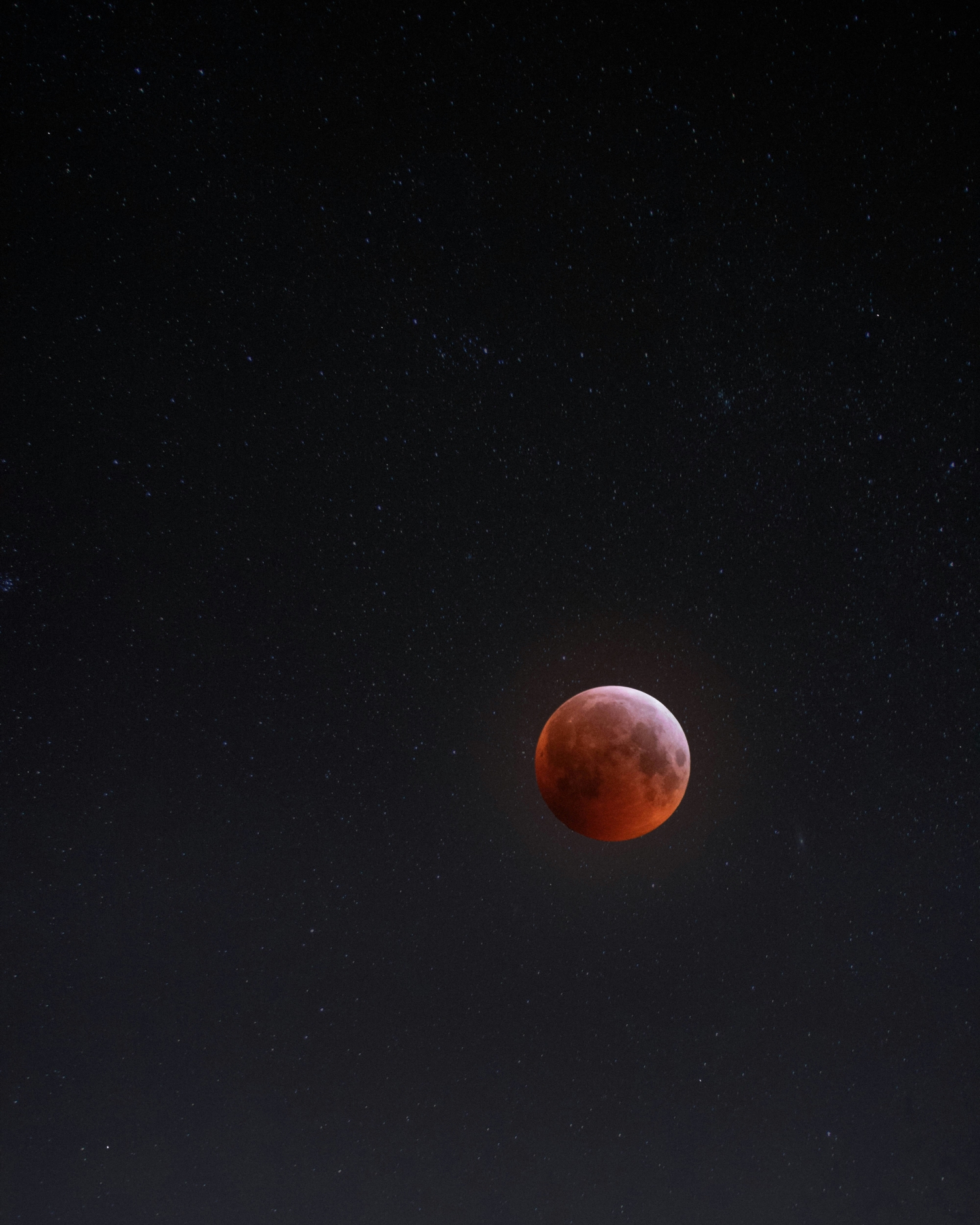 Red Moon Crescent With Stars Space