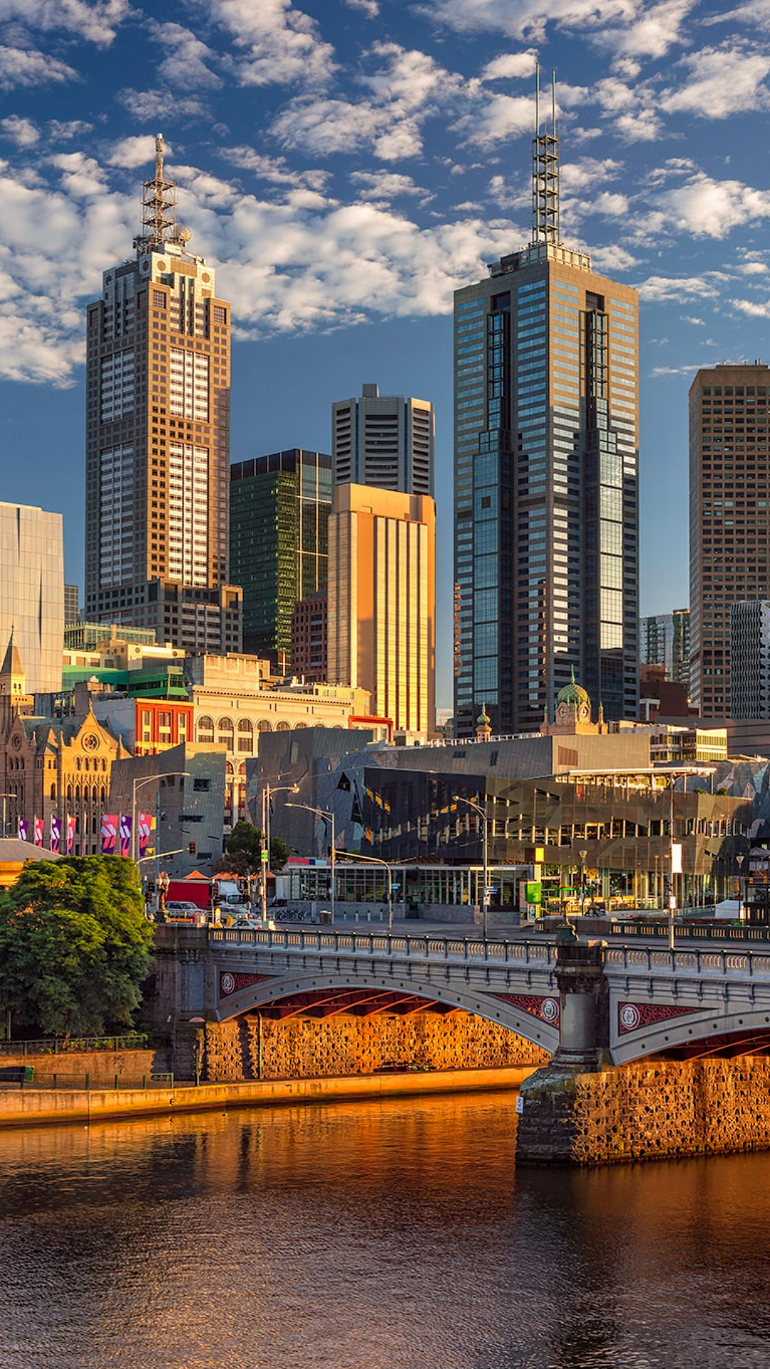 River Bridge Melbourne City Skyline Victoria State Australia