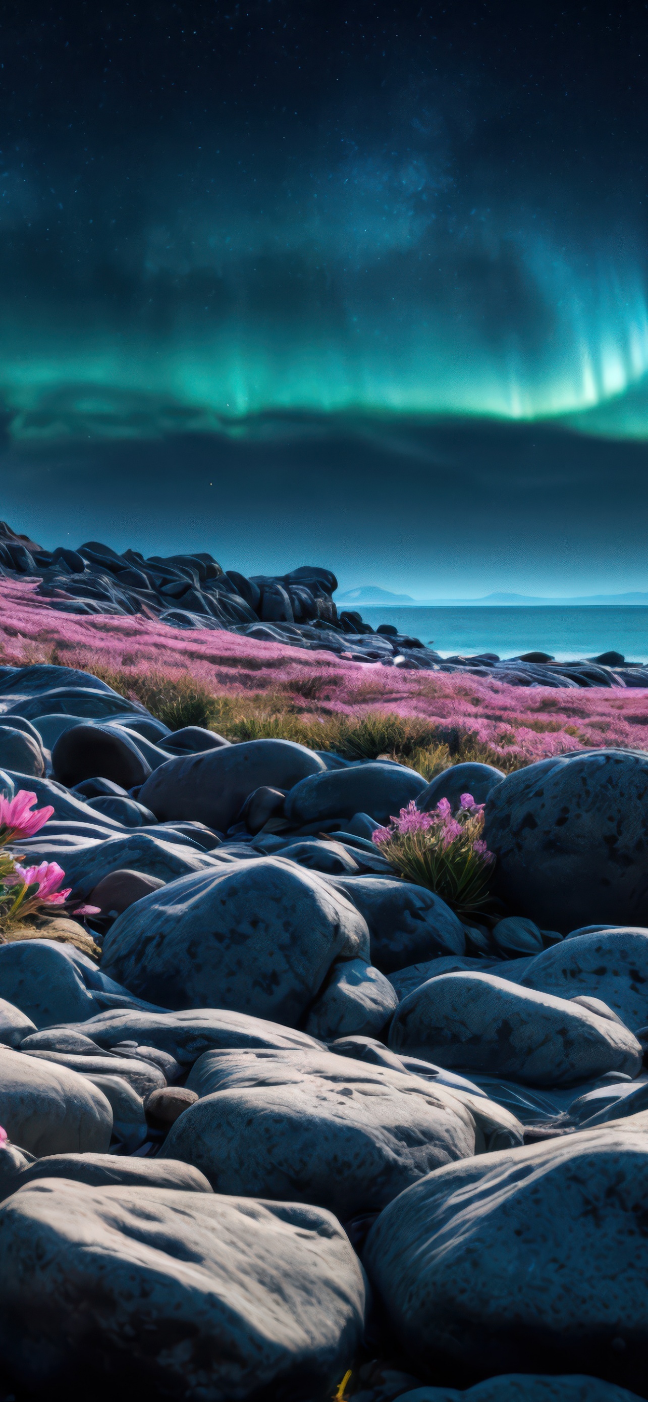 Rocky Beach Aurora Borealis Trending 2K 4K HD Desktop Wallpapers In 2025 For iPhone And Android Devices wallpaper for Apple iPhone, Apple Watch, Mac, iPad and Apple Watch