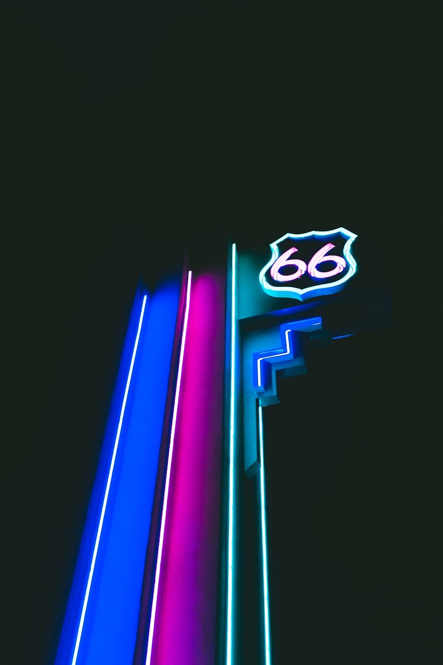 Route 66 Sign Neon Albuquerque County Town New Mexico State USA United States Small Towns