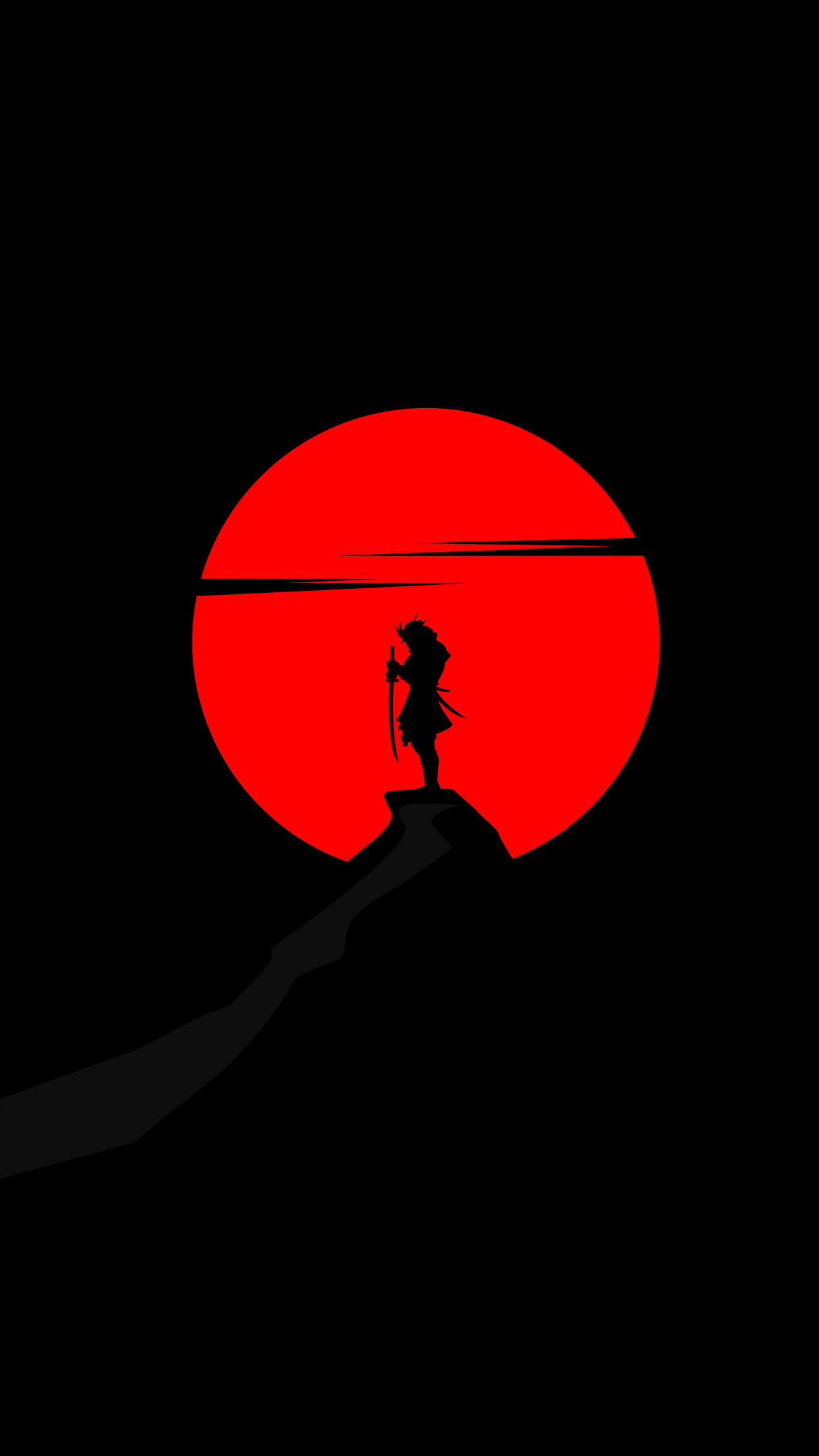 Samurai Katana Warrior Immortal Sun Silhouette Black And Red