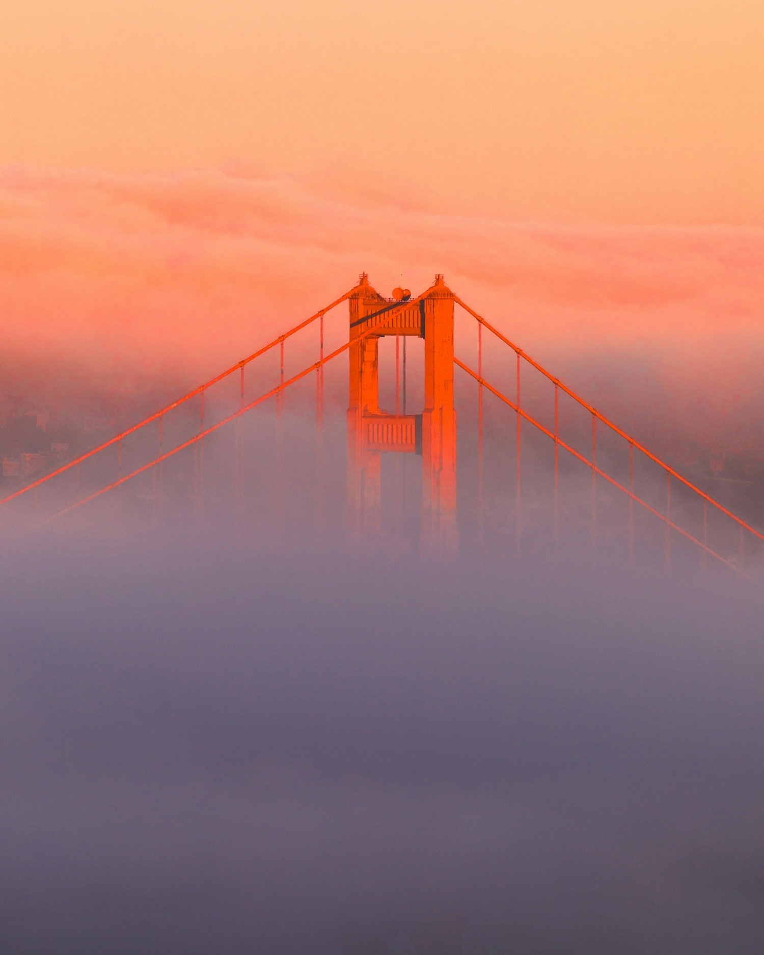 San Francisco Golden Gate Bridge Above The Clouds Sunrise