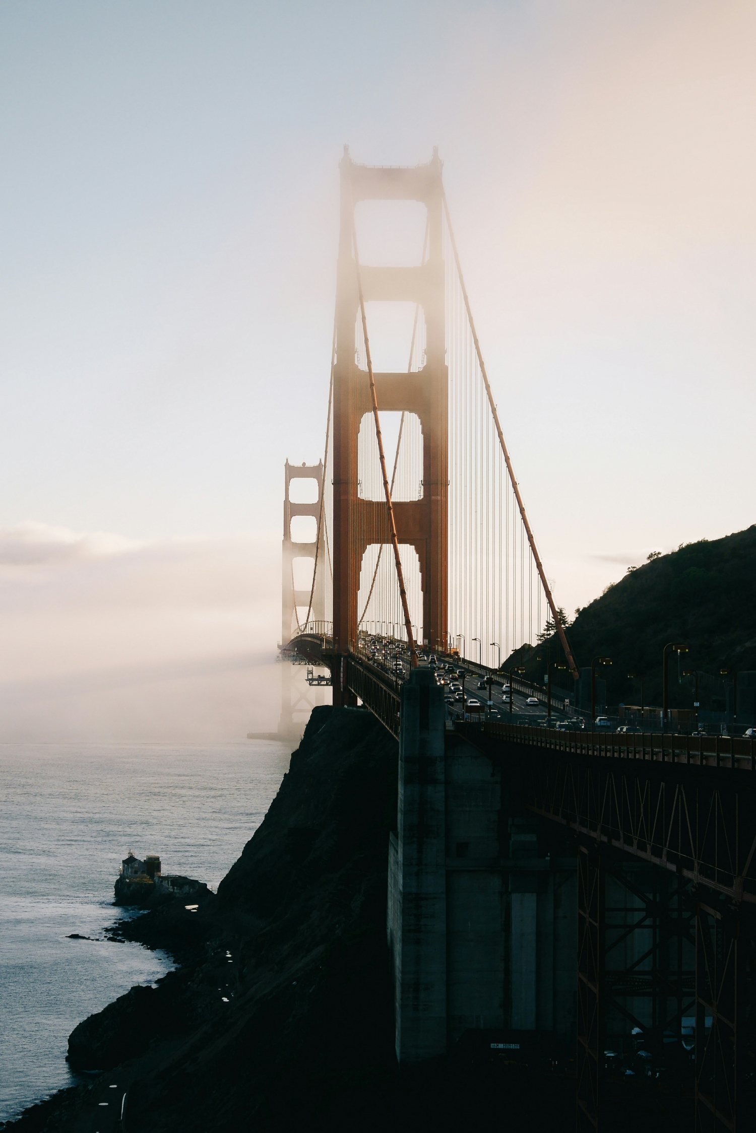 San Francisco Golden Gate Bridge During A Foggy Day wallpaper for Apple iPhone, Apple Watch, Mac, iPad and Apple Watch